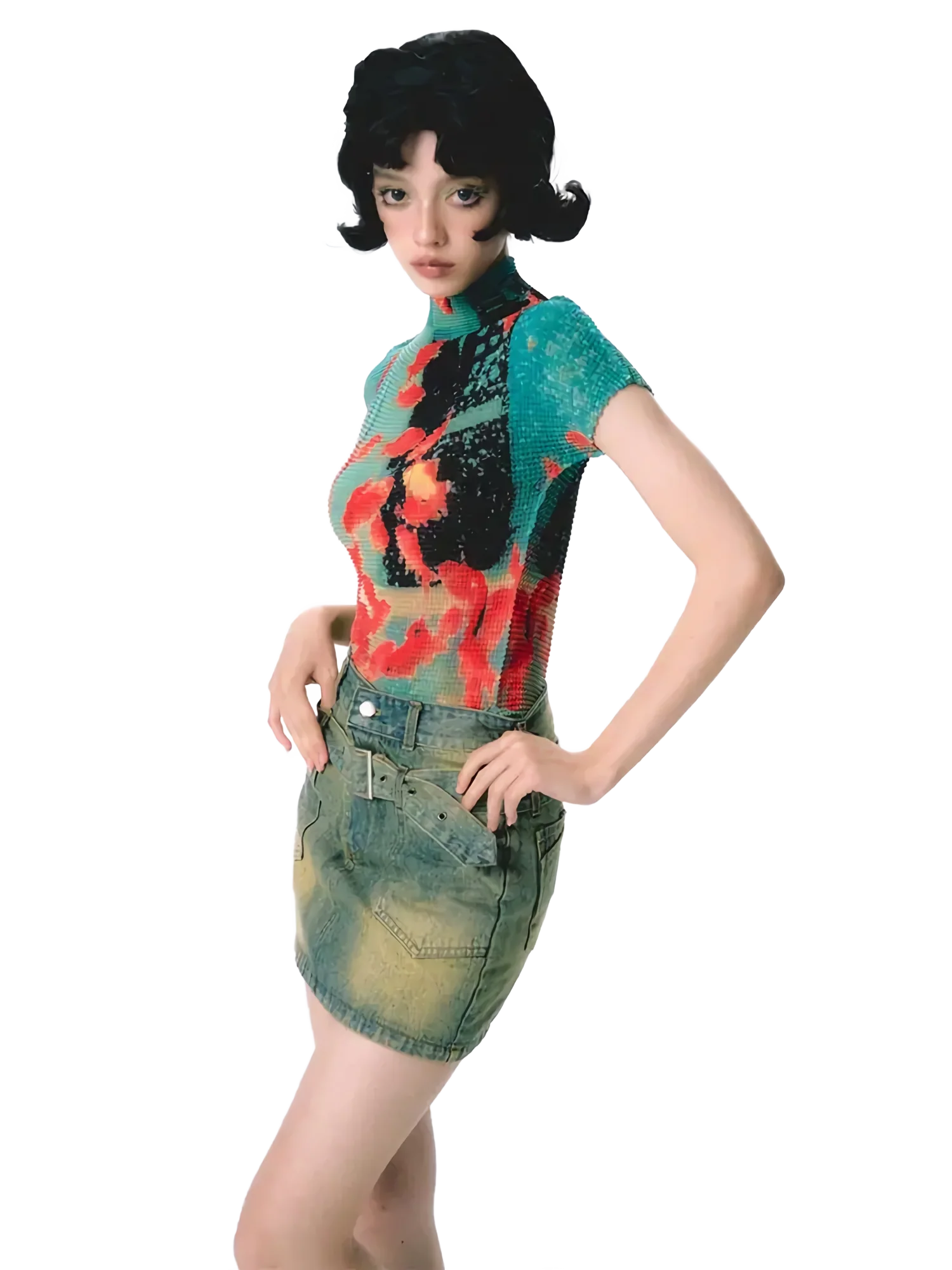 Pixel Koi Textured-Stretch Short Sleeve Tee