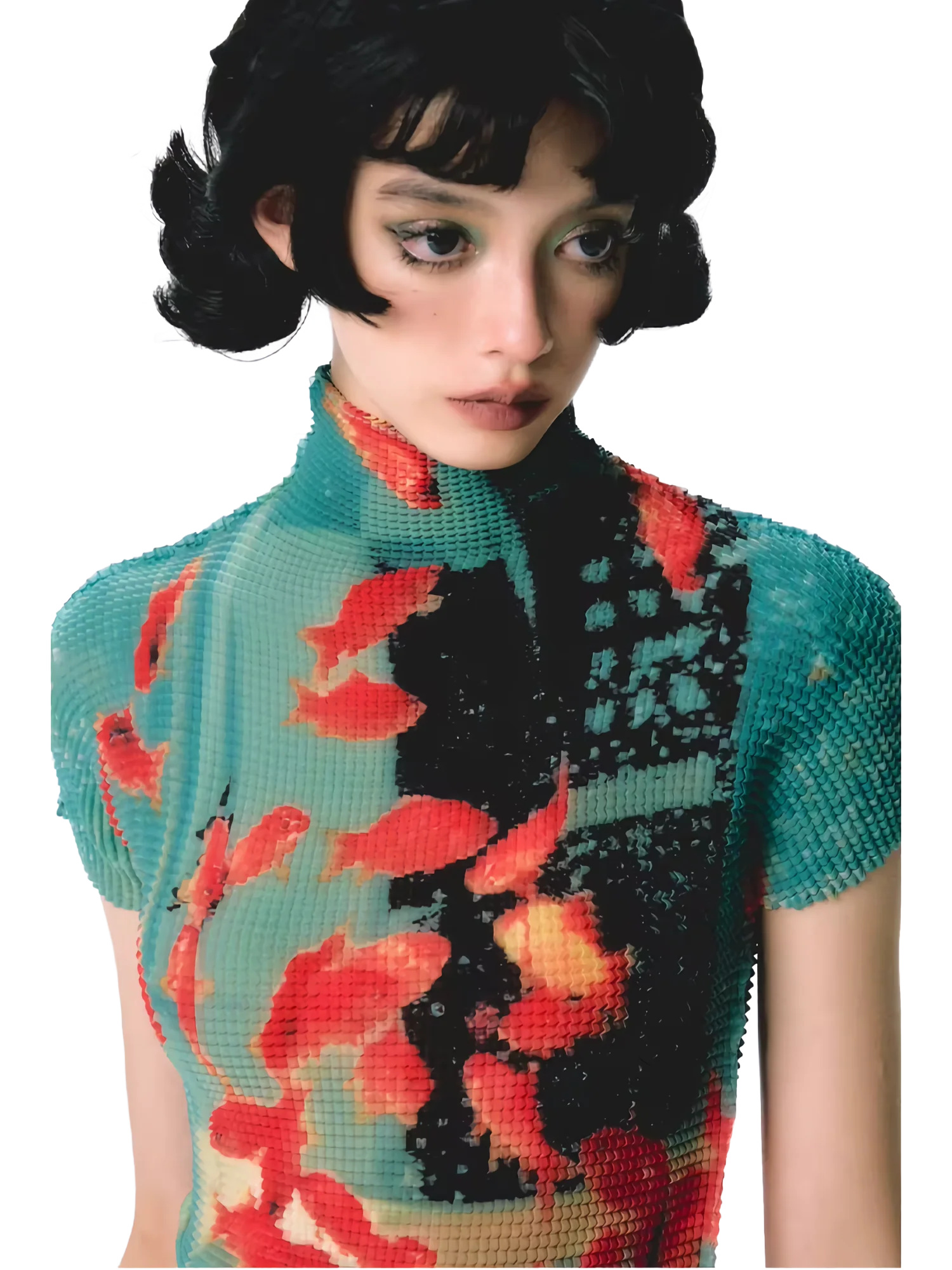 Pixel Koi Textured-Stretch Short Sleeve Tee - Image 3
