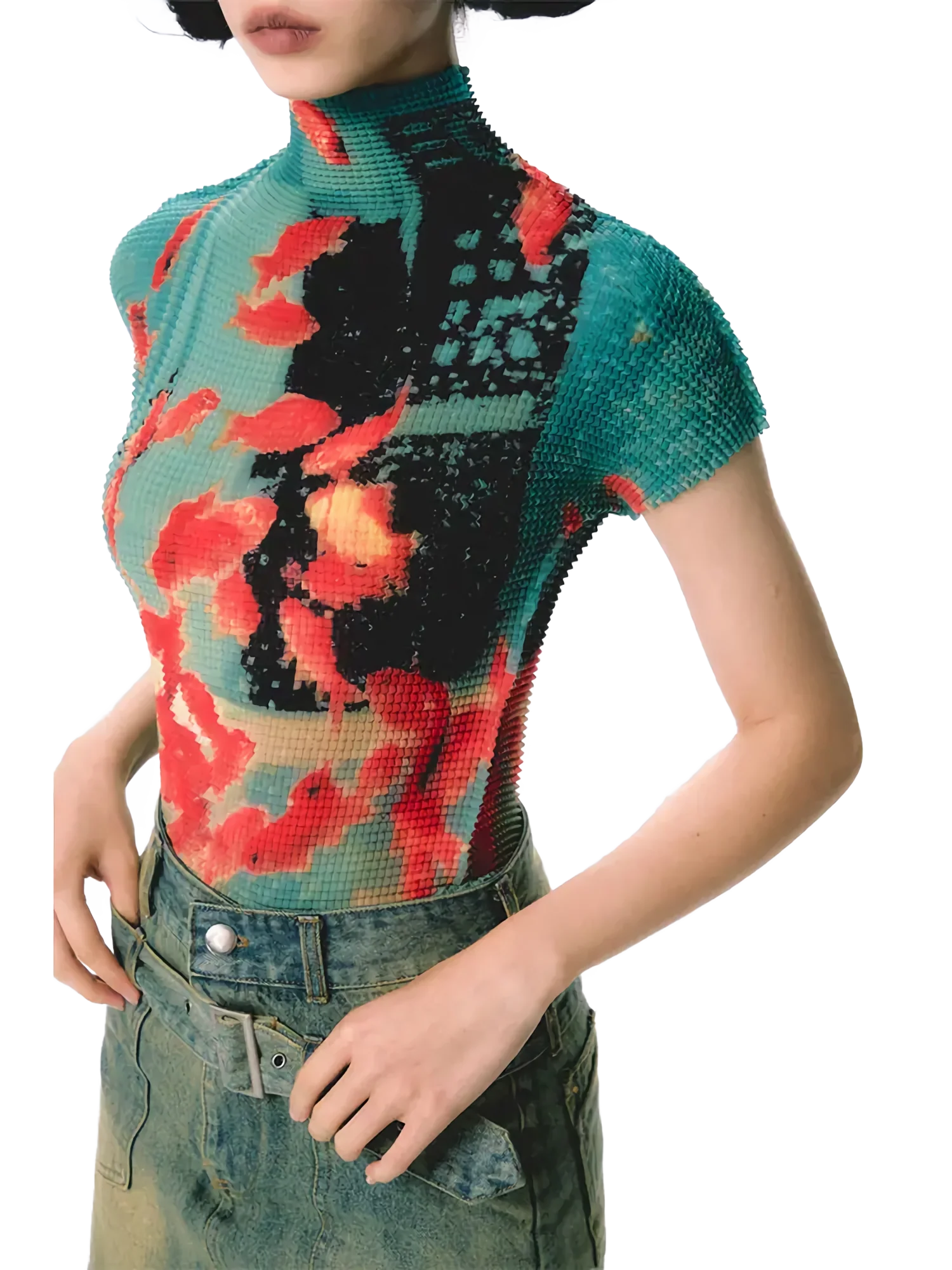 Pixel Koi Textured-Stretch Short Sleeve Tee - Image 4