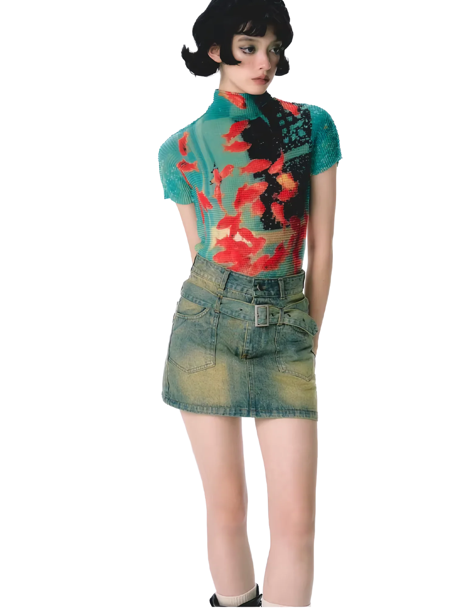 Pixel Koi Textured-Stretch Short Sleeve Tee - Image 5