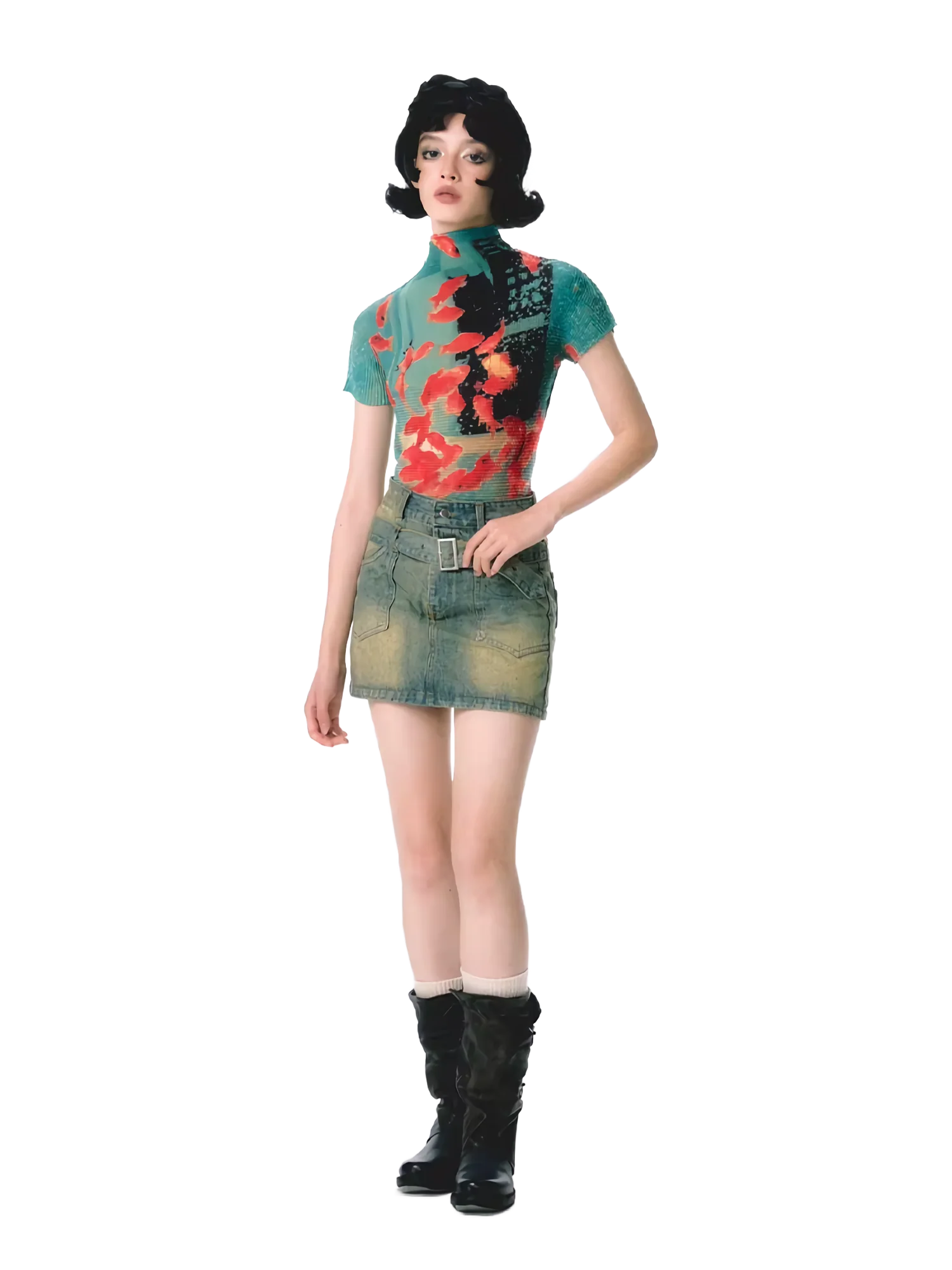 Pixel Koi Textured-Stretch Short Sleeve Tee - Image 8
