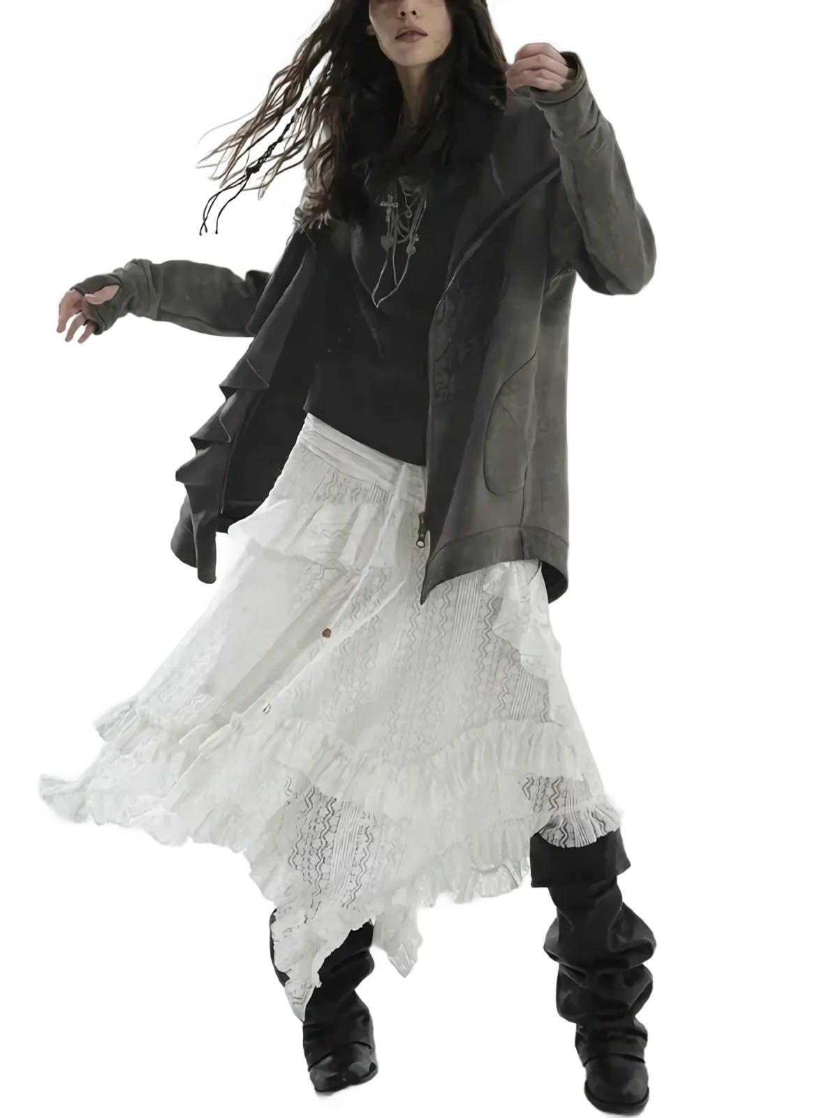 'Prairie' Layered Lace Skirt - Image 3