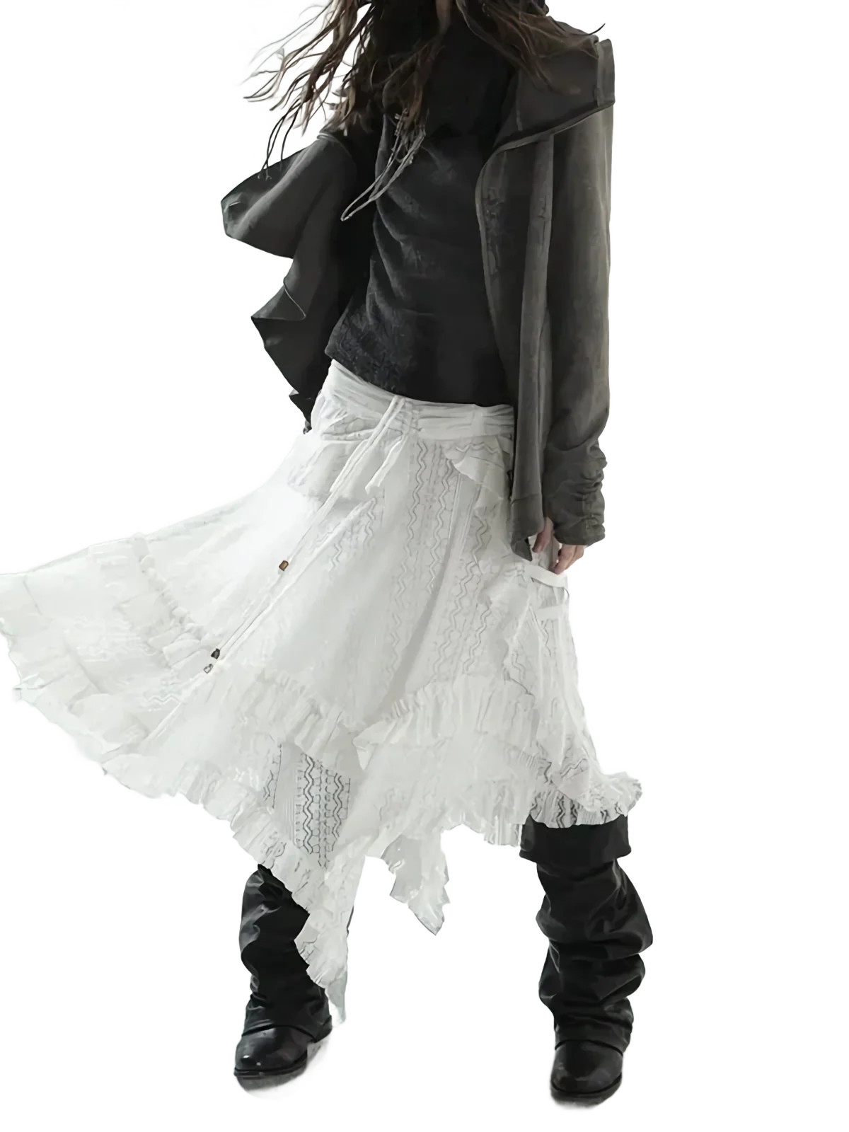 'Prairie' Layered Lace Skirt - Image 5