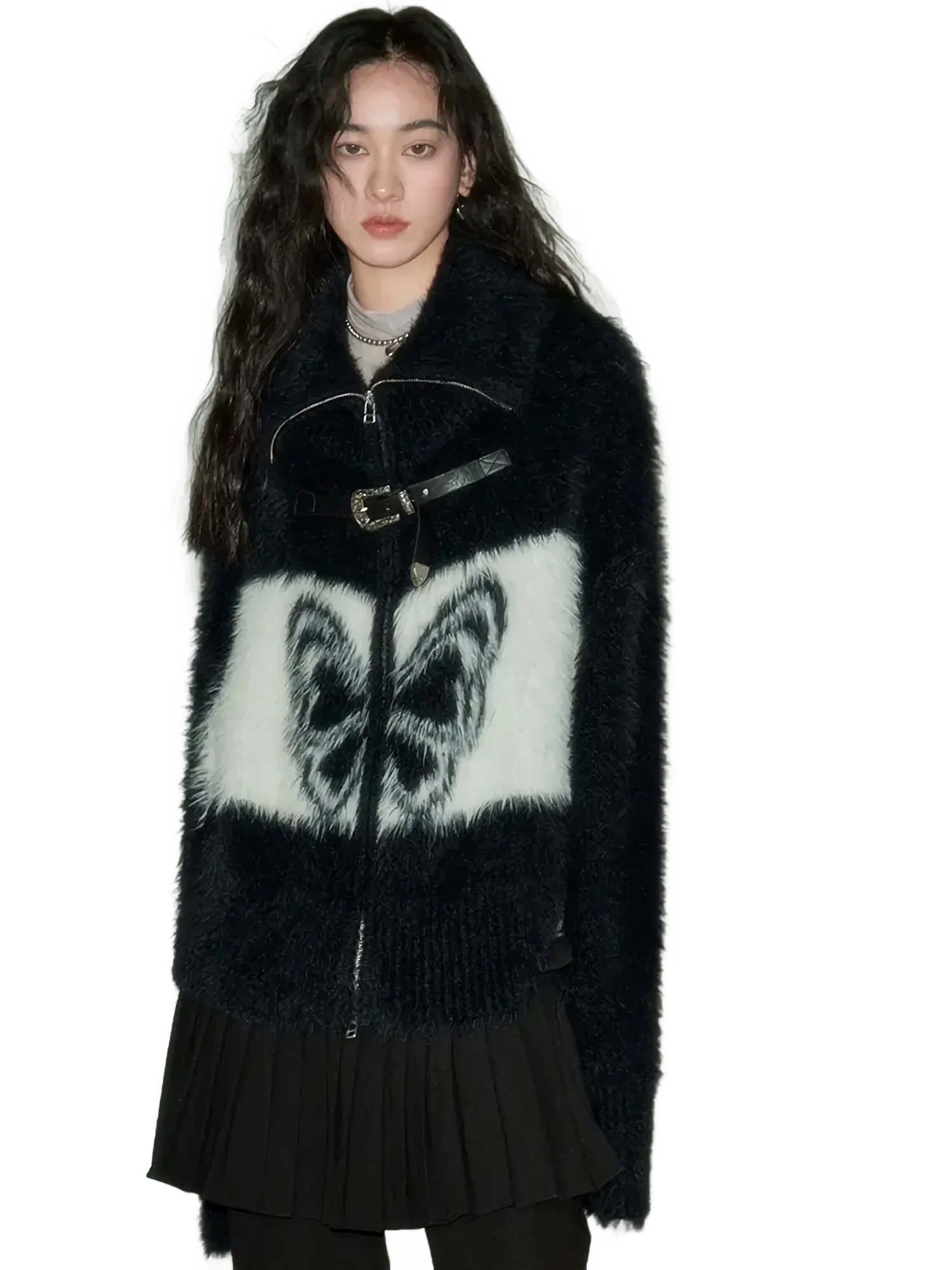 'Psykhe' Knit Cardigan with Buckle Strap - Image 2