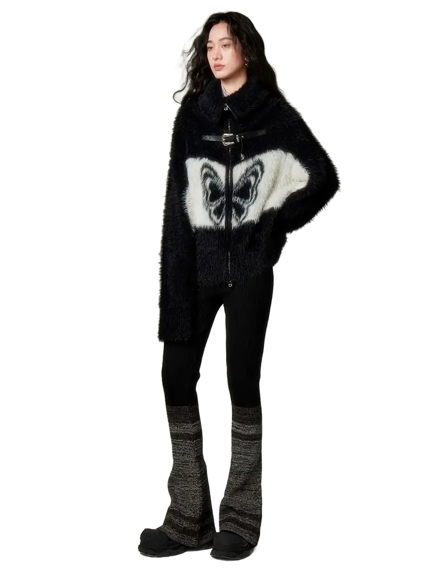 'Psykhe' Knit Cardigan with Buckle Strap - Image 3