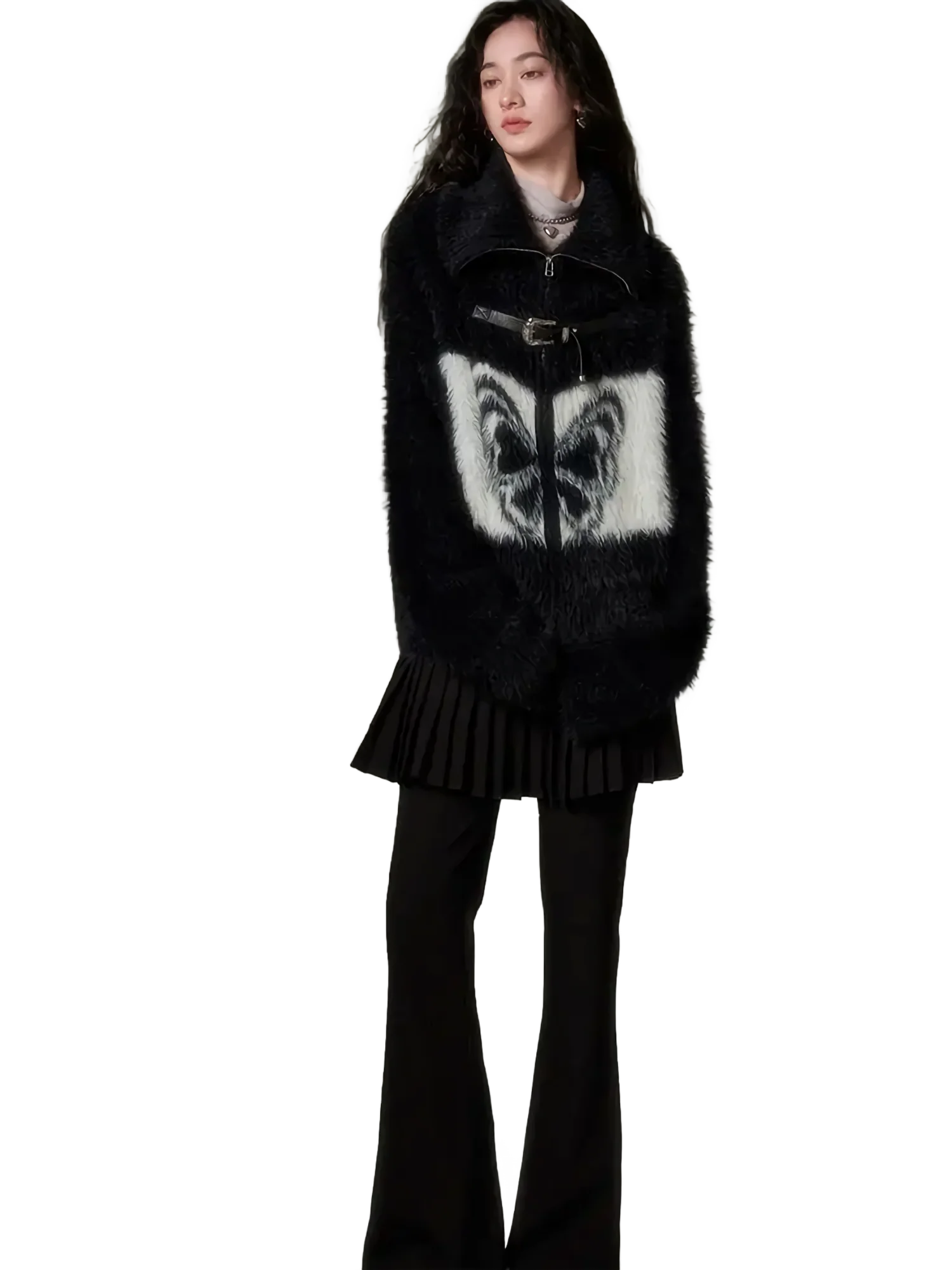 'Psykhe' Knit Cardigan with Buckle Strap - Image 4