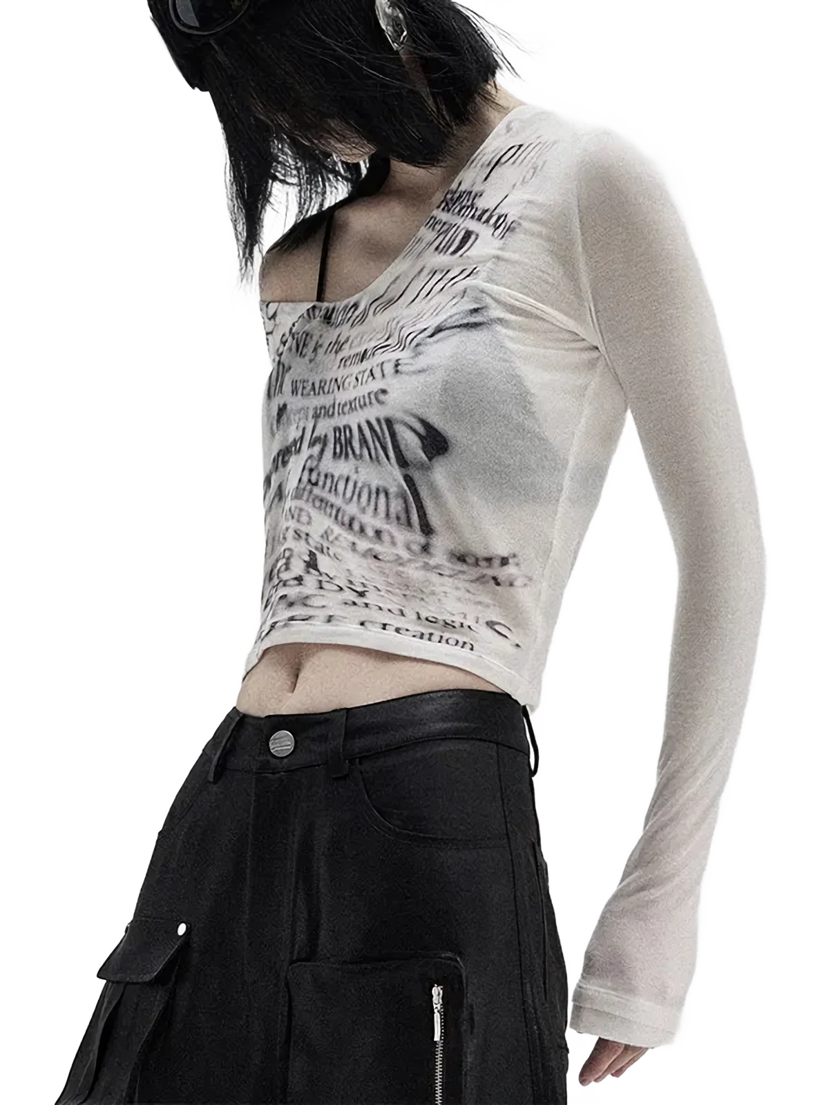'Punk' Deep Cut Cropped Long Sleeve Tee - Image 5
