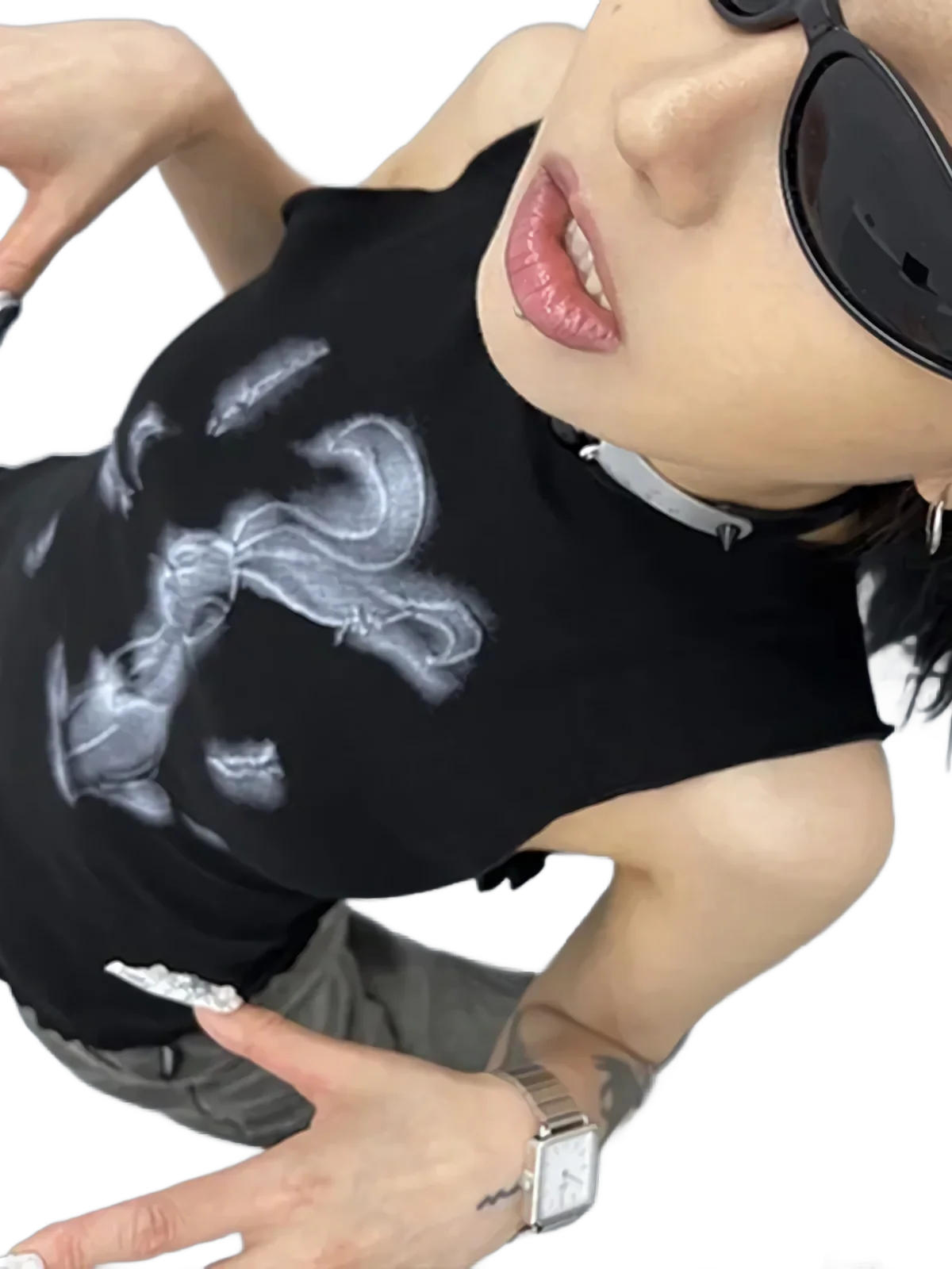 Rabbit Print Sleeveless Cotton Tee - Image 4