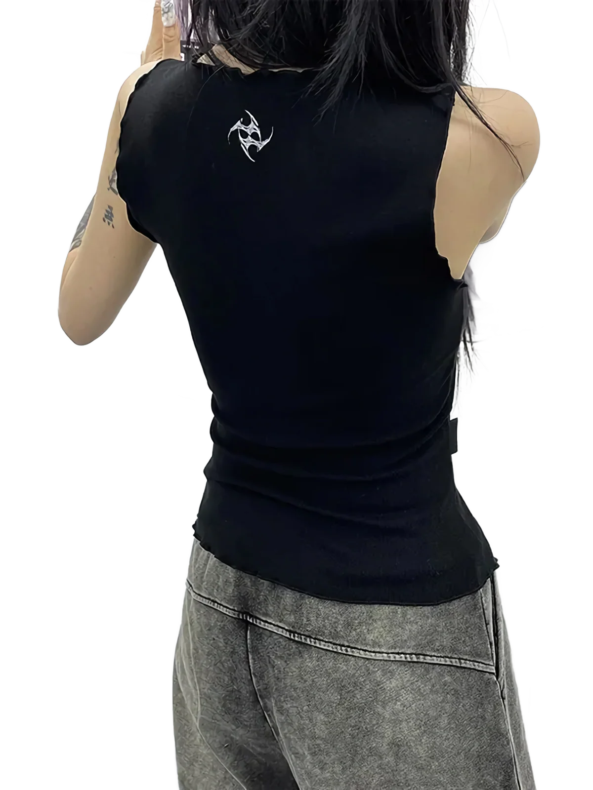 Rabbit Print Sleeveless Cotton Tee - Image 5