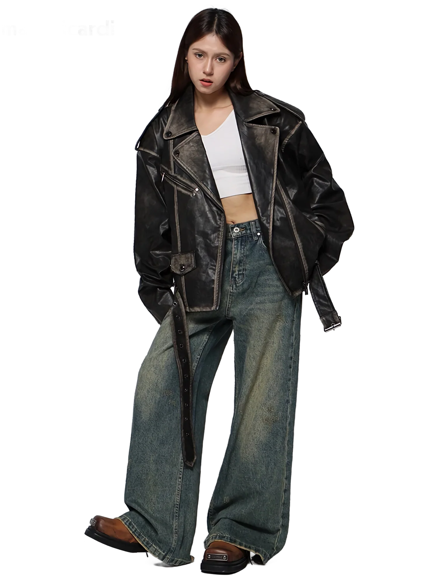 'Raider' Belted Leather Jacket - Image 3