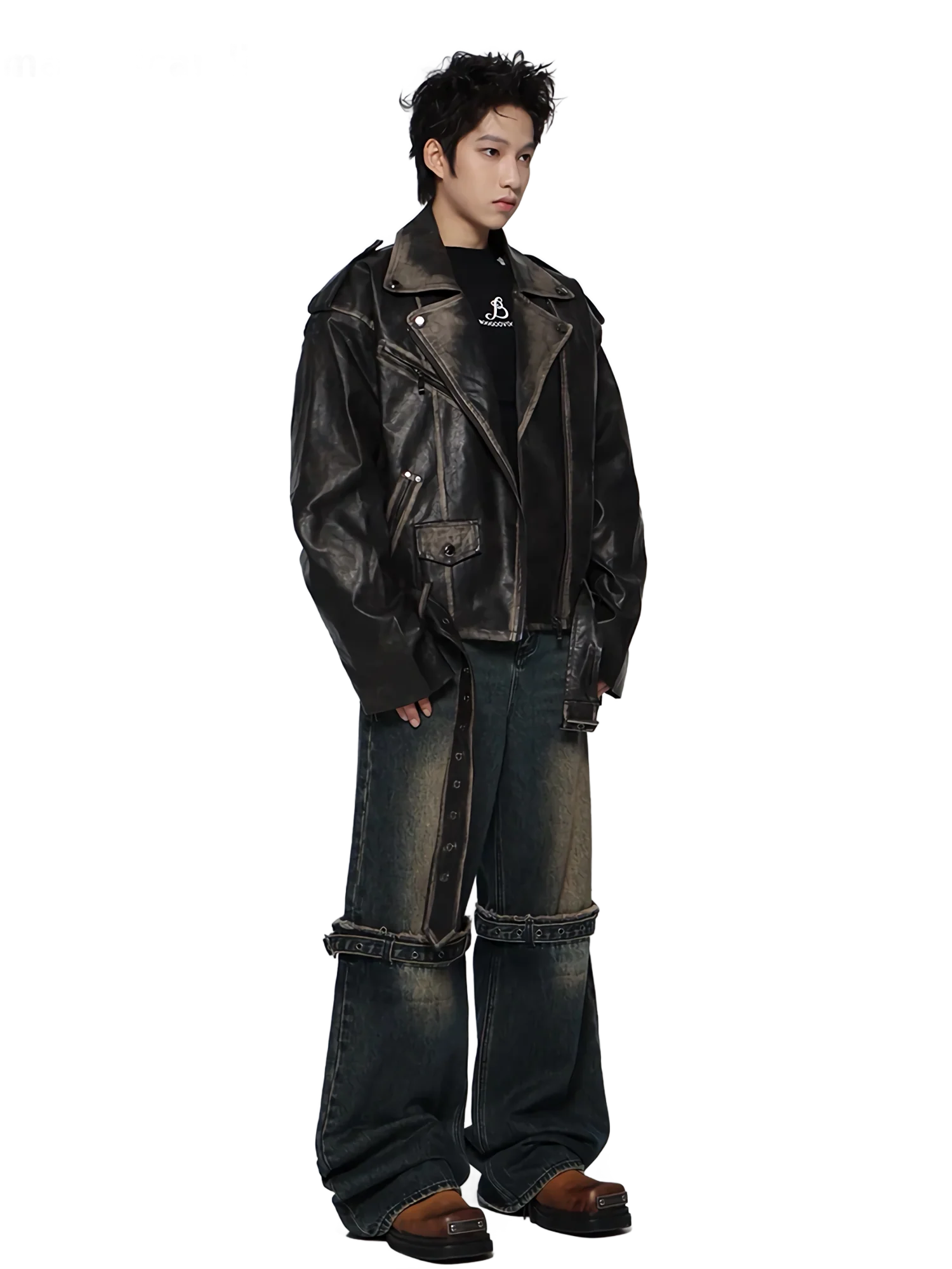 'Raider' Belted Leather Jacket - Image 5