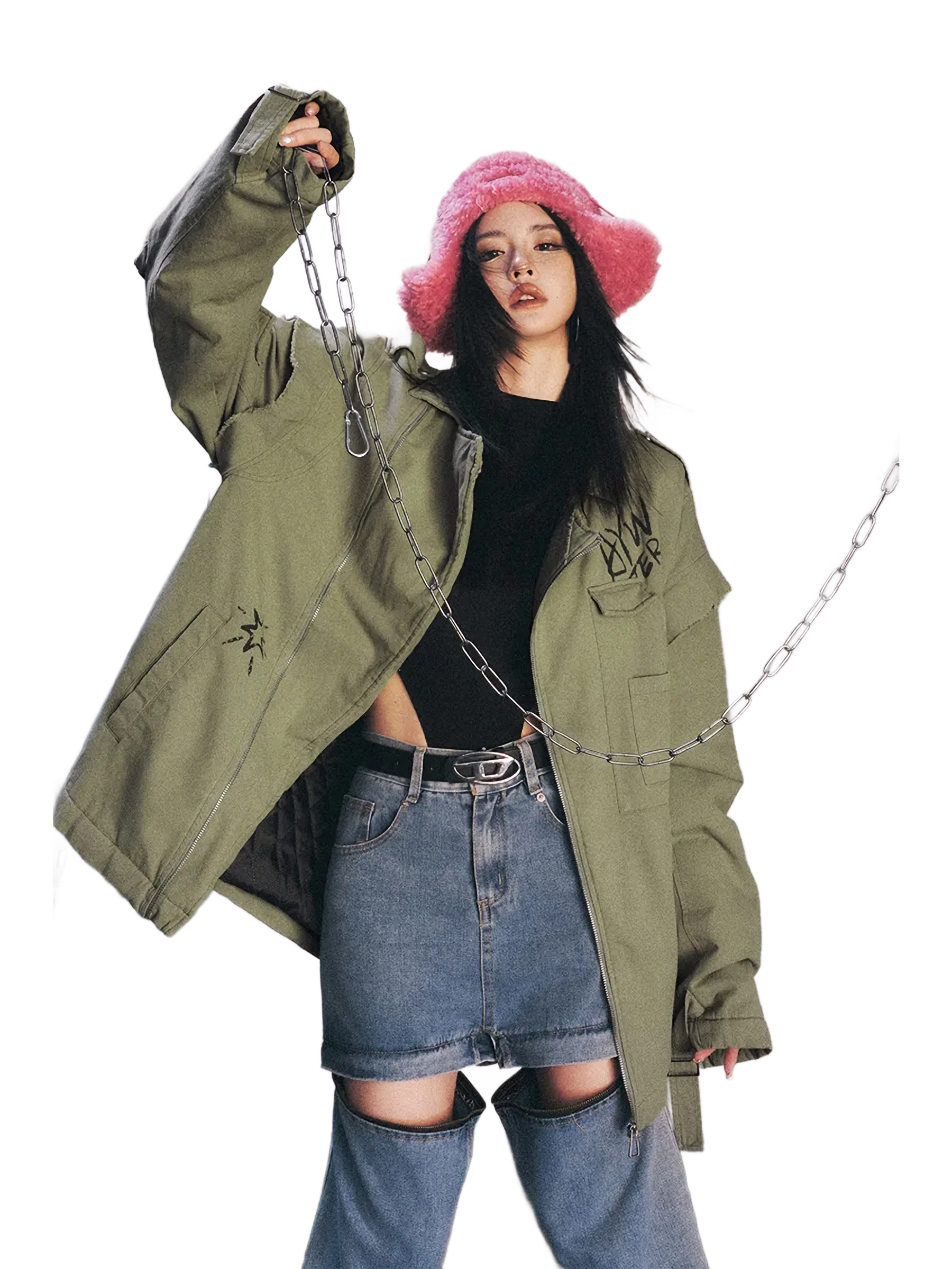 Raw Cut Canvas Cross Zip Jacket