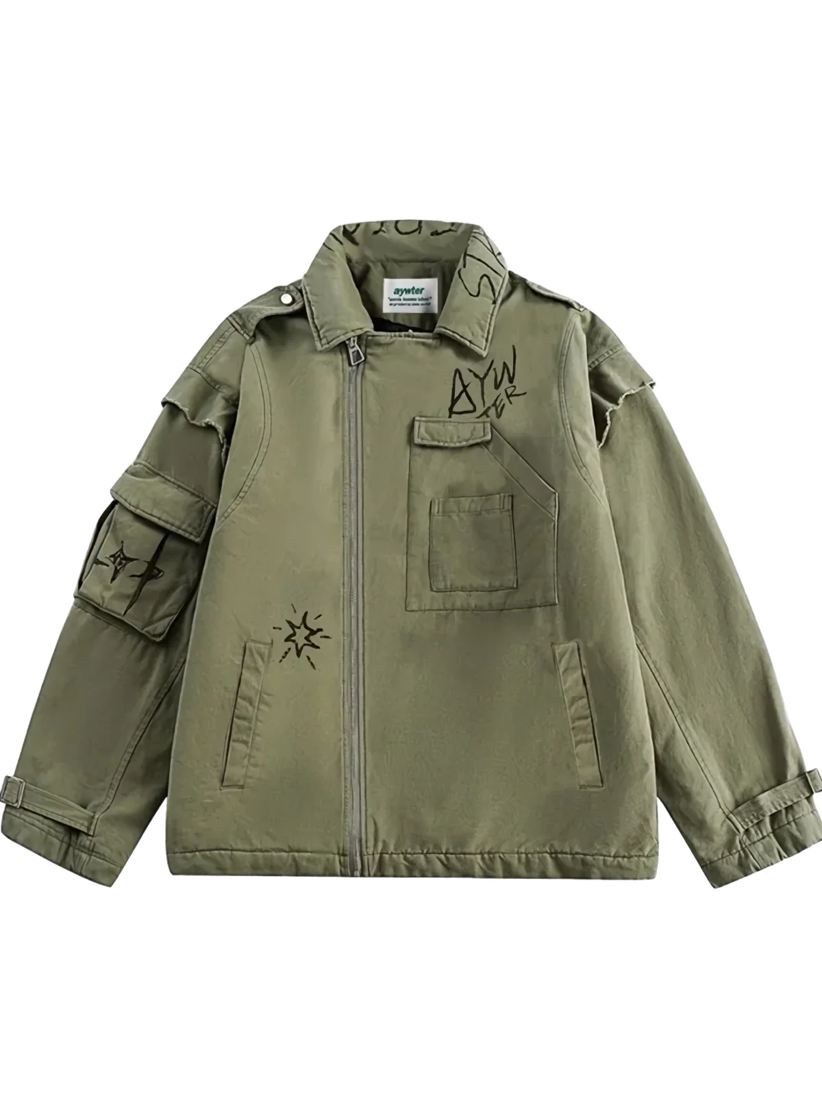 Raw Cut Canvas Cross Zip Jacket - Image 4