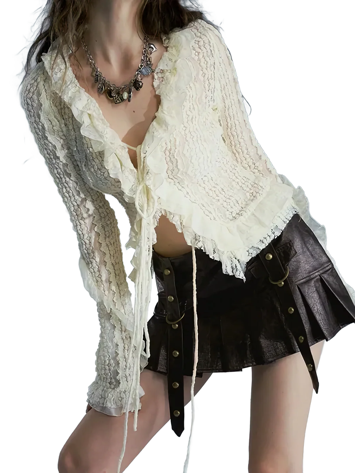 Rebel Queen Rivet Leather Skirt - Image 3
