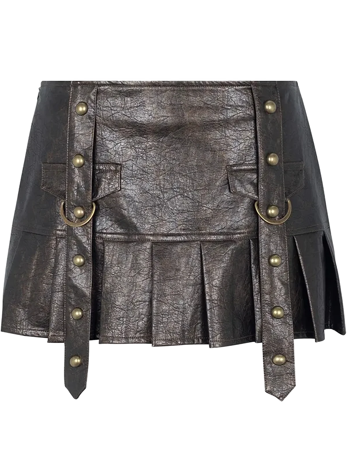 Rebel Queen Rivet Leather Skirt - Image 5