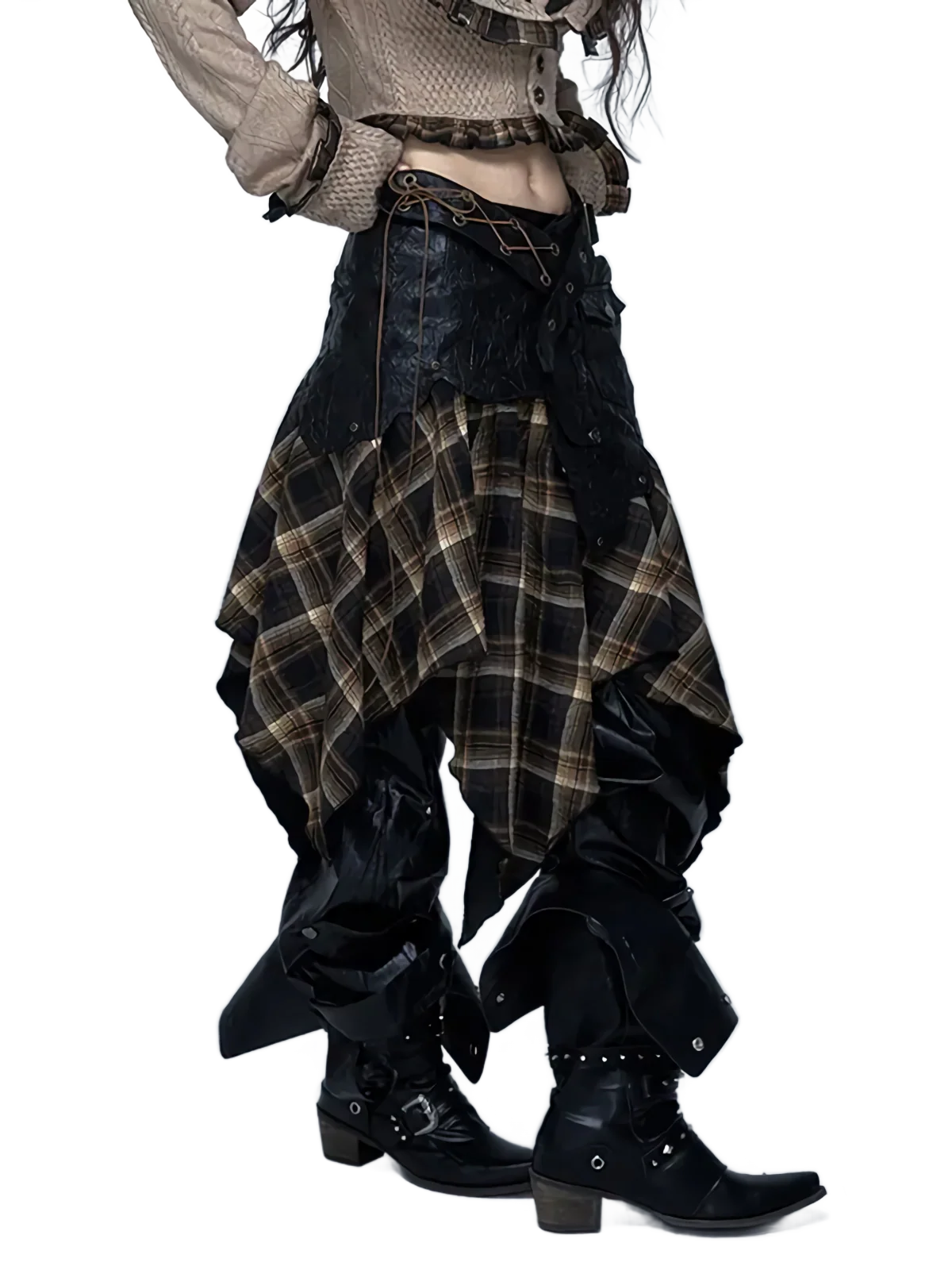 Rebel Threads Mid-Calf Patchwork Skirt - Image 3