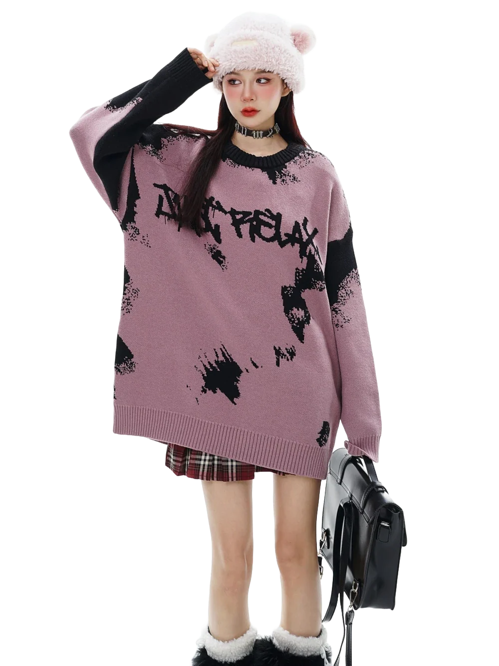 'Relax' Oversized Knit Sweater - Image 4