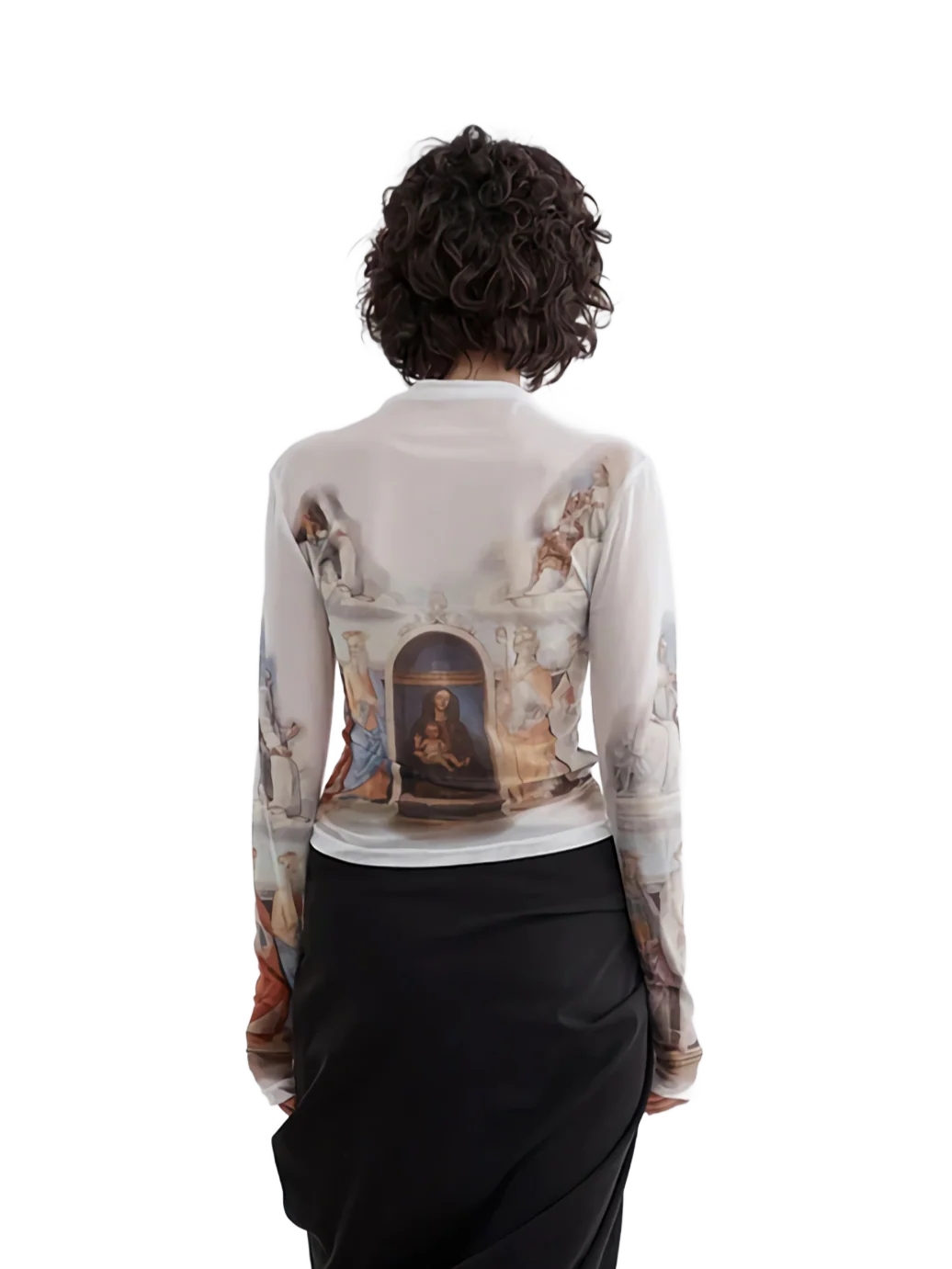 Renaissance Print Mesh Long Sleeve Tee - Image 2