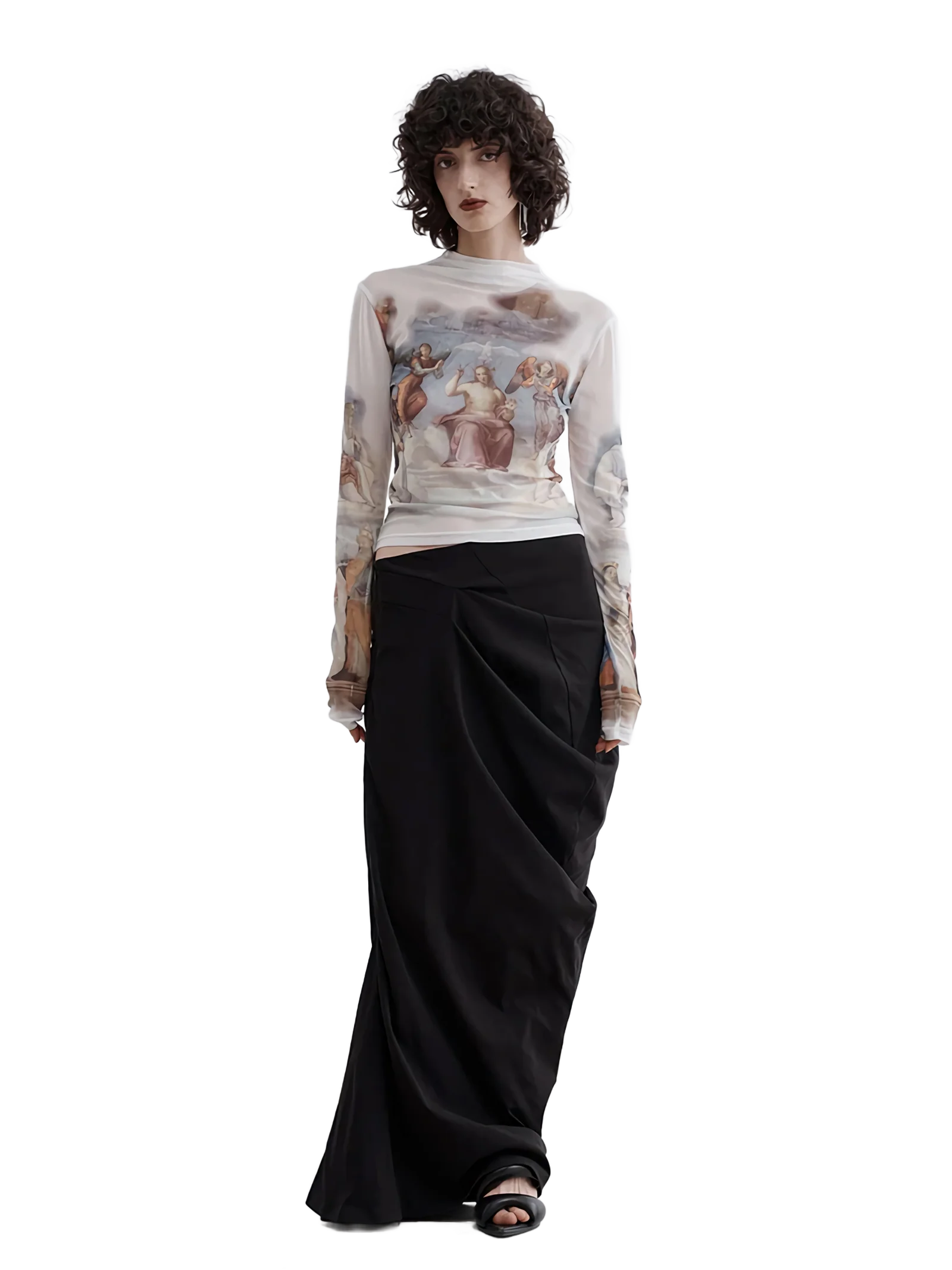 Renaissance Print Mesh Long Sleeve Tee - Image 5