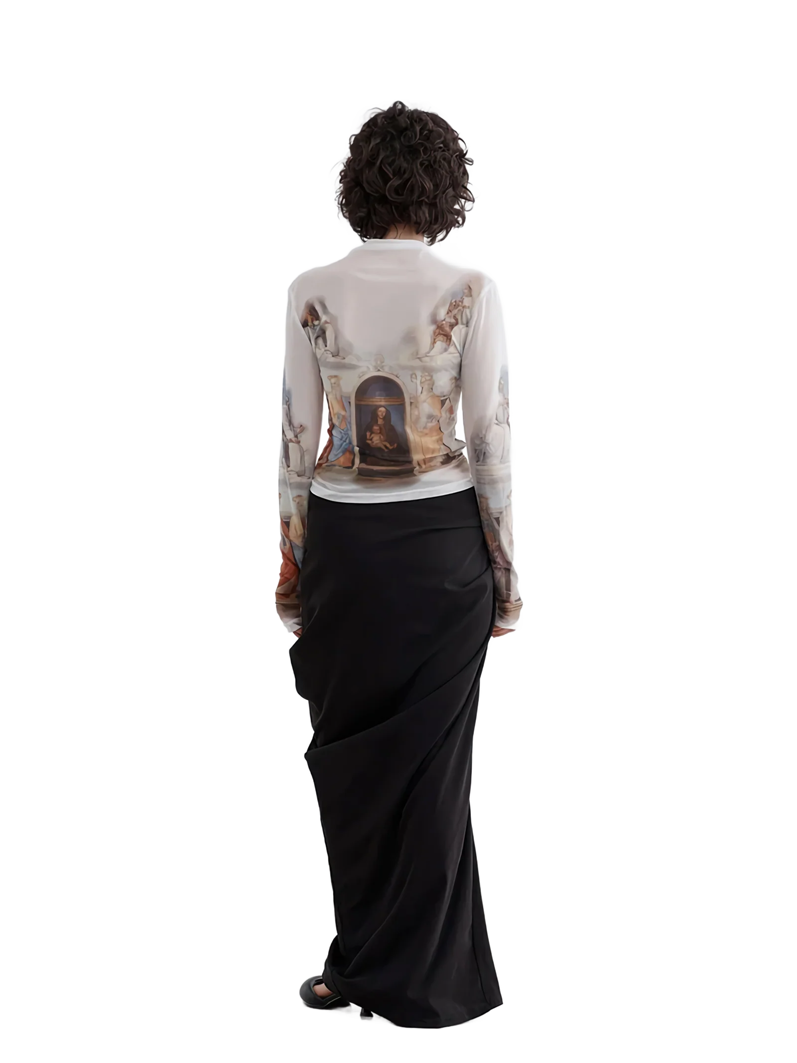 Renaissance Print Mesh Long Sleeve Tee - Image 6