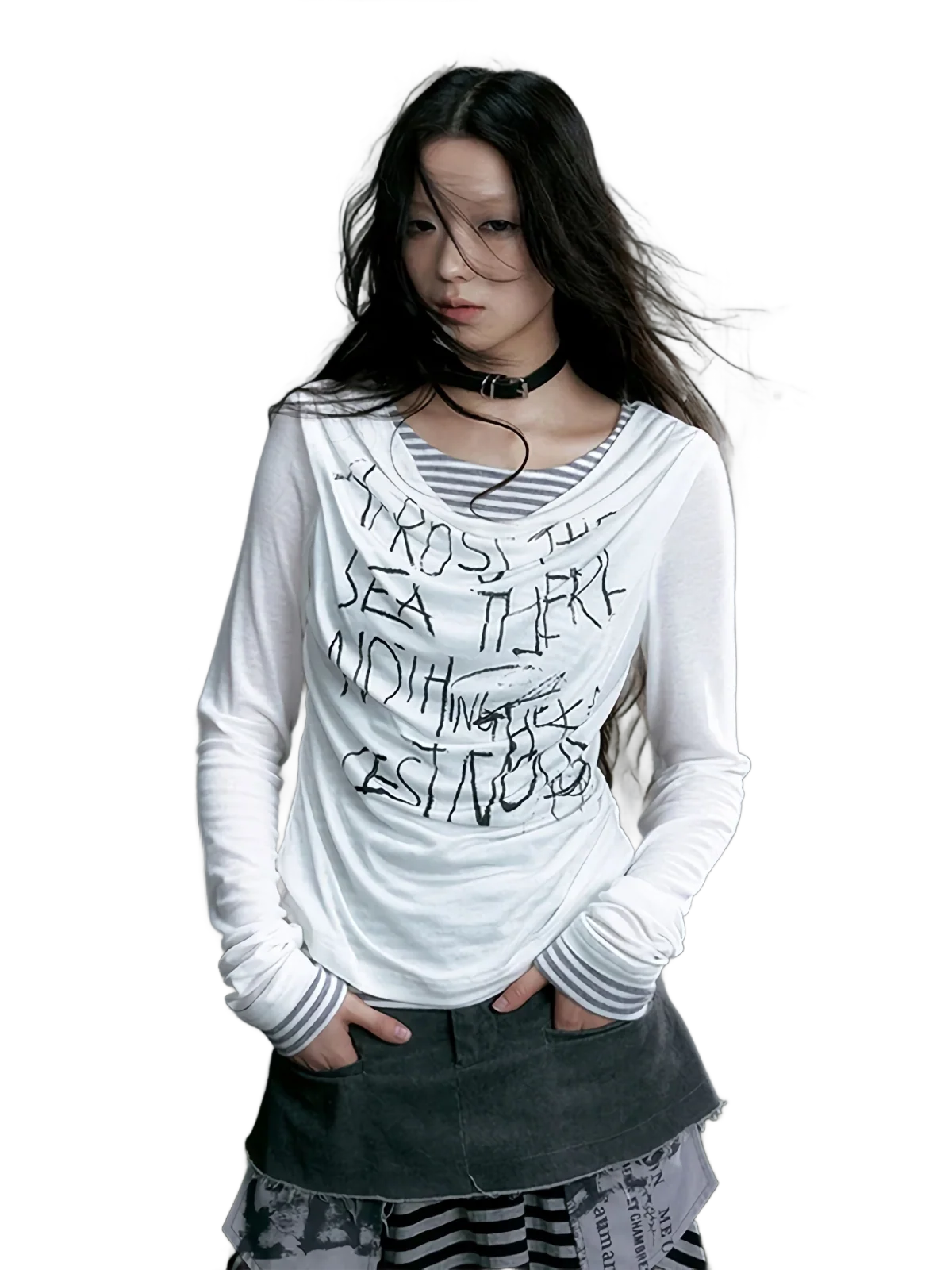 'Revolt' Loose-Fit Draped Cotton Top - Image 4