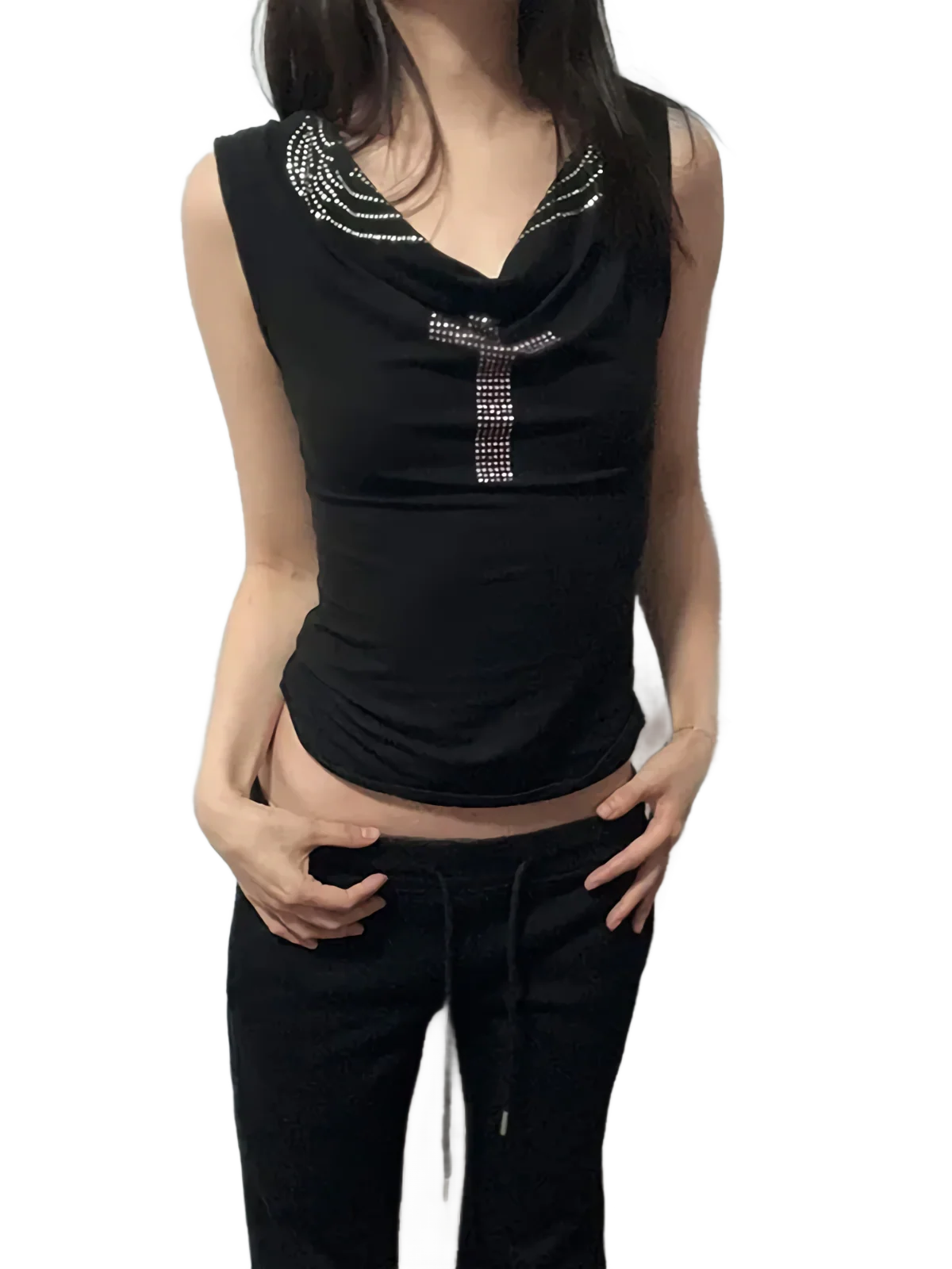 Rhinestone Cross Loose Collar Tank