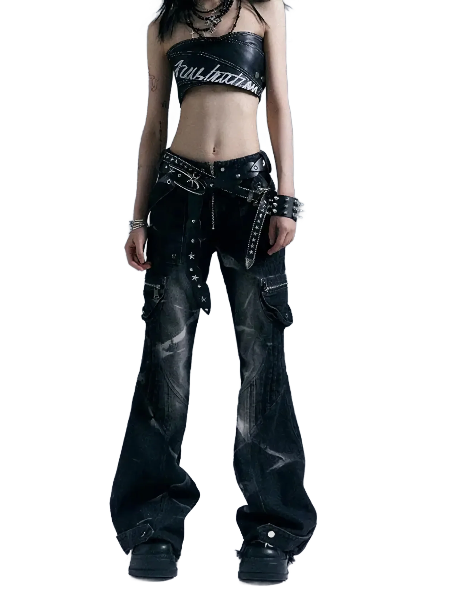 'Riot' Washed Denim Cargo Jeans - Image 4