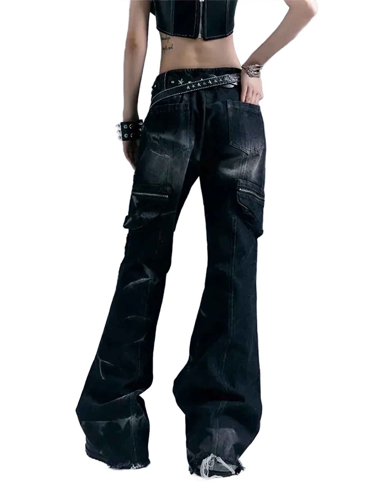 'Riot' Washed Denim Cargo Jeans - Image 6
