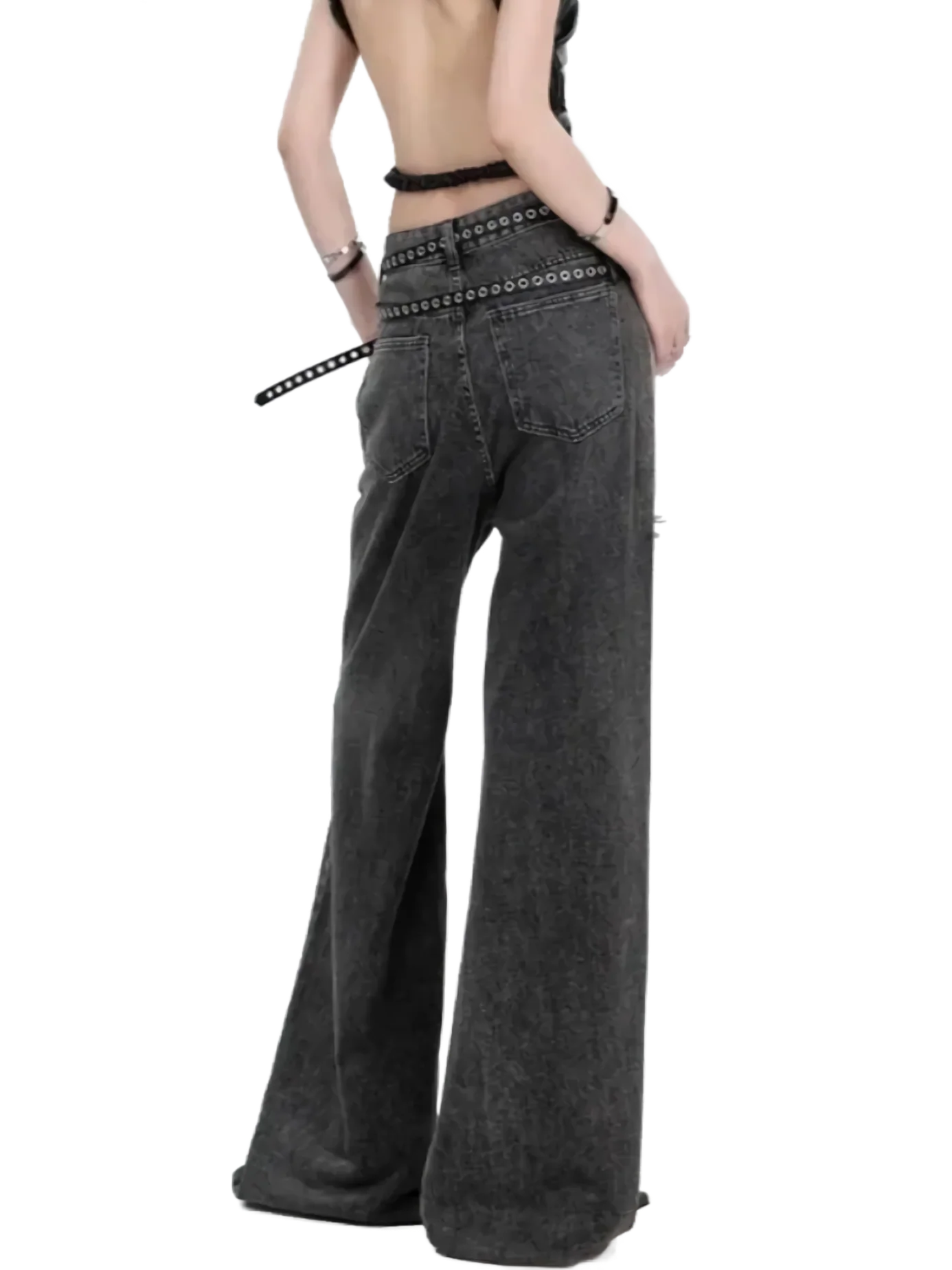 'Rubble' Deconstructed Black Denim Cargo Jeans - Image 5