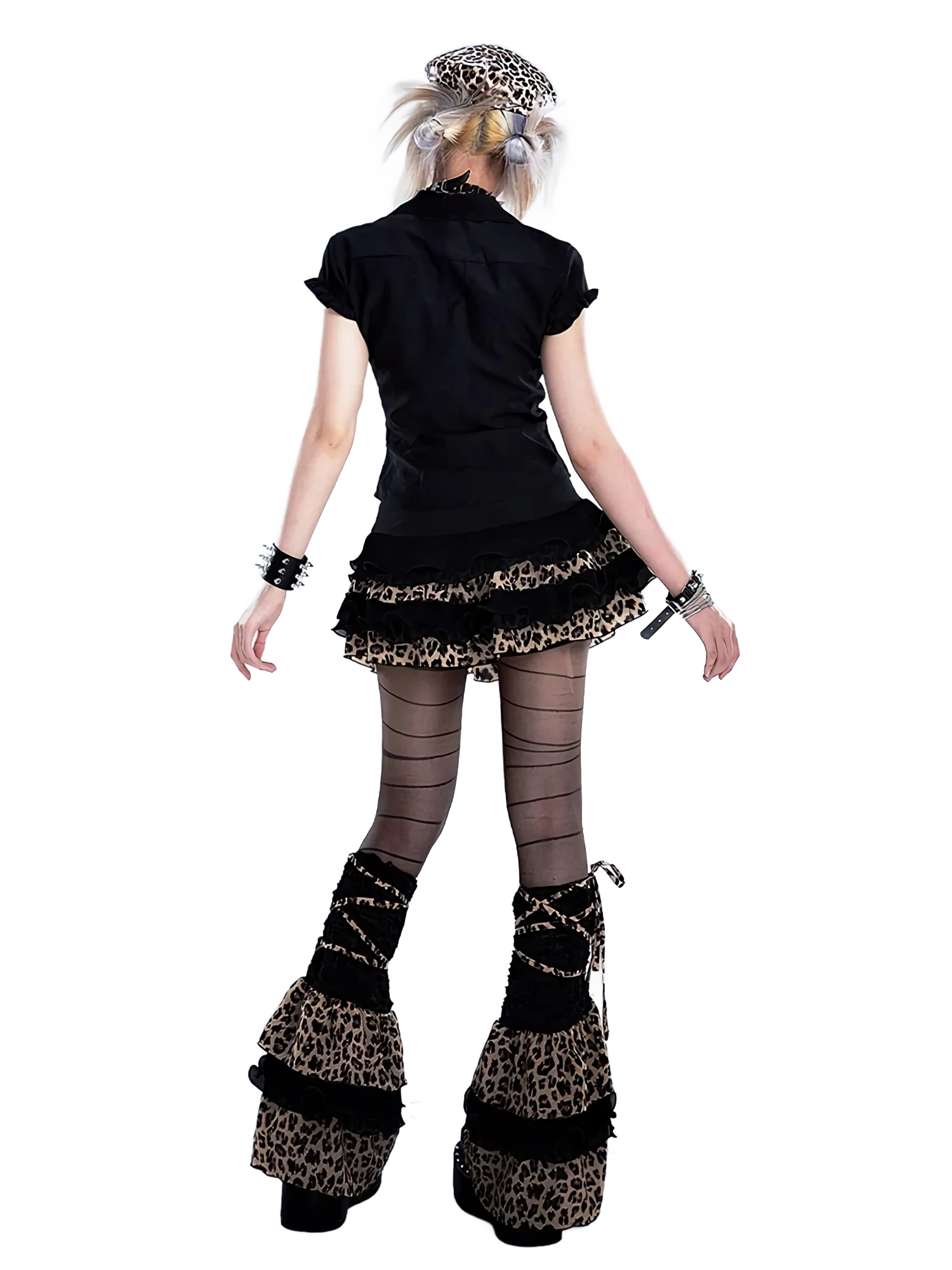 Ruffled Leopard Print Leg Warmers - Image 4