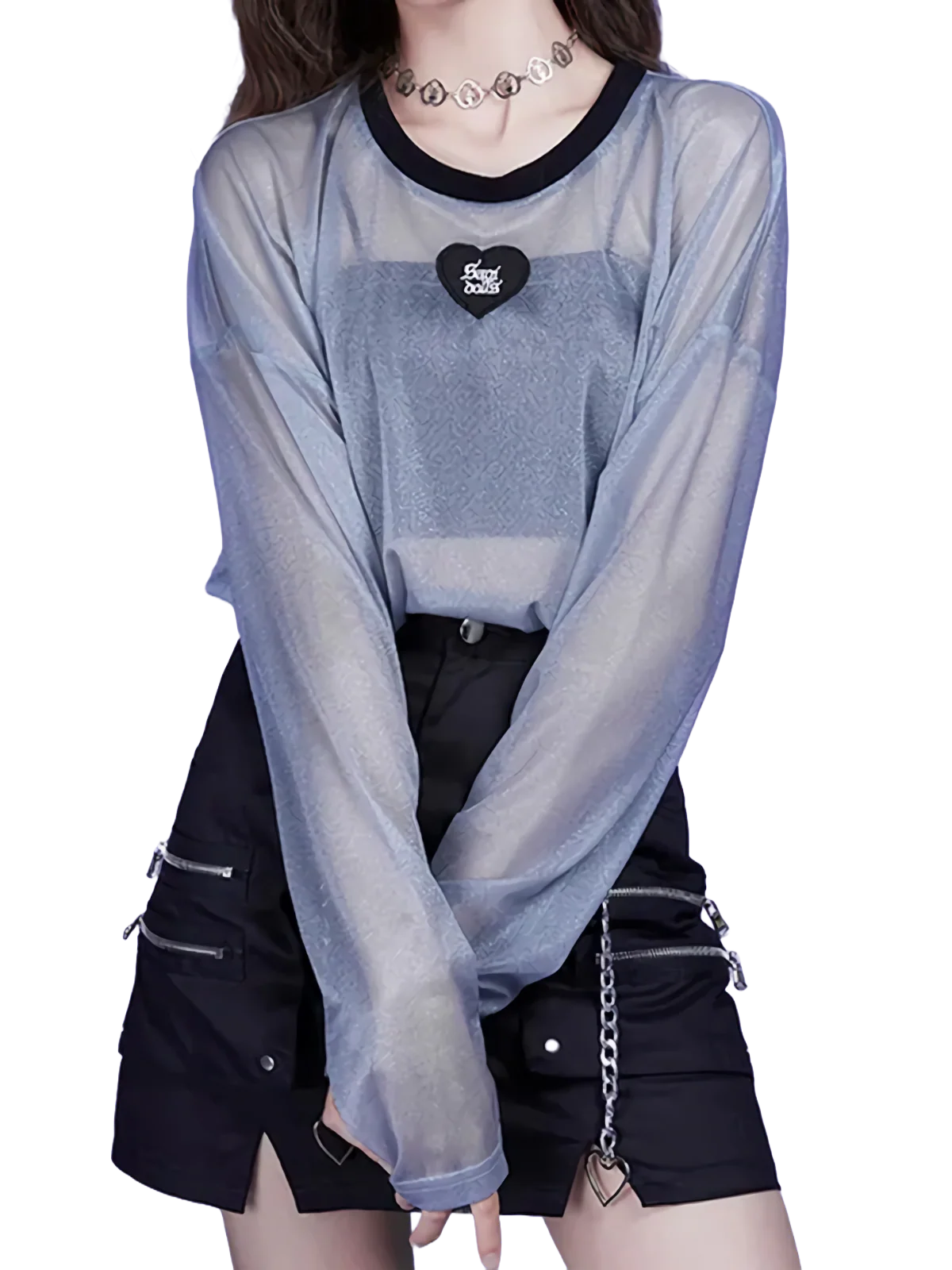 'Sagi' Sheer Mesh Long Sleeve Tee