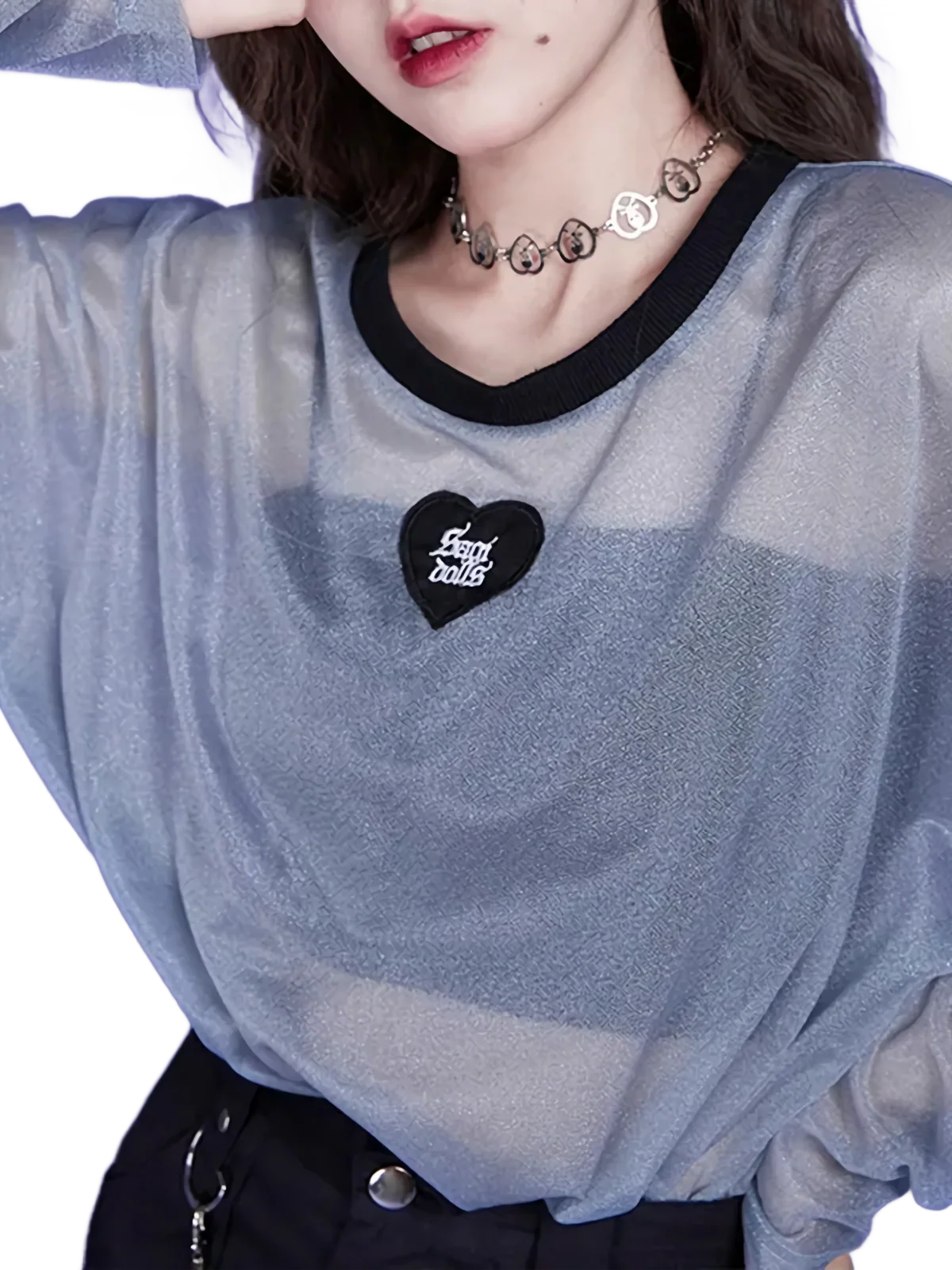 'Sagi' Sheer Mesh Long Sleeve Tee - Image 4