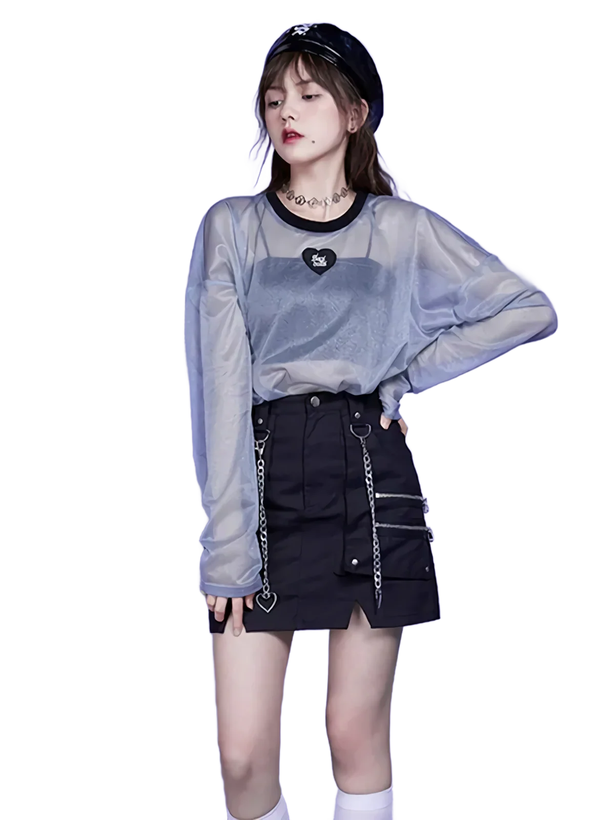 'Sagi' Sheer Mesh Long Sleeve Tee - Image 6