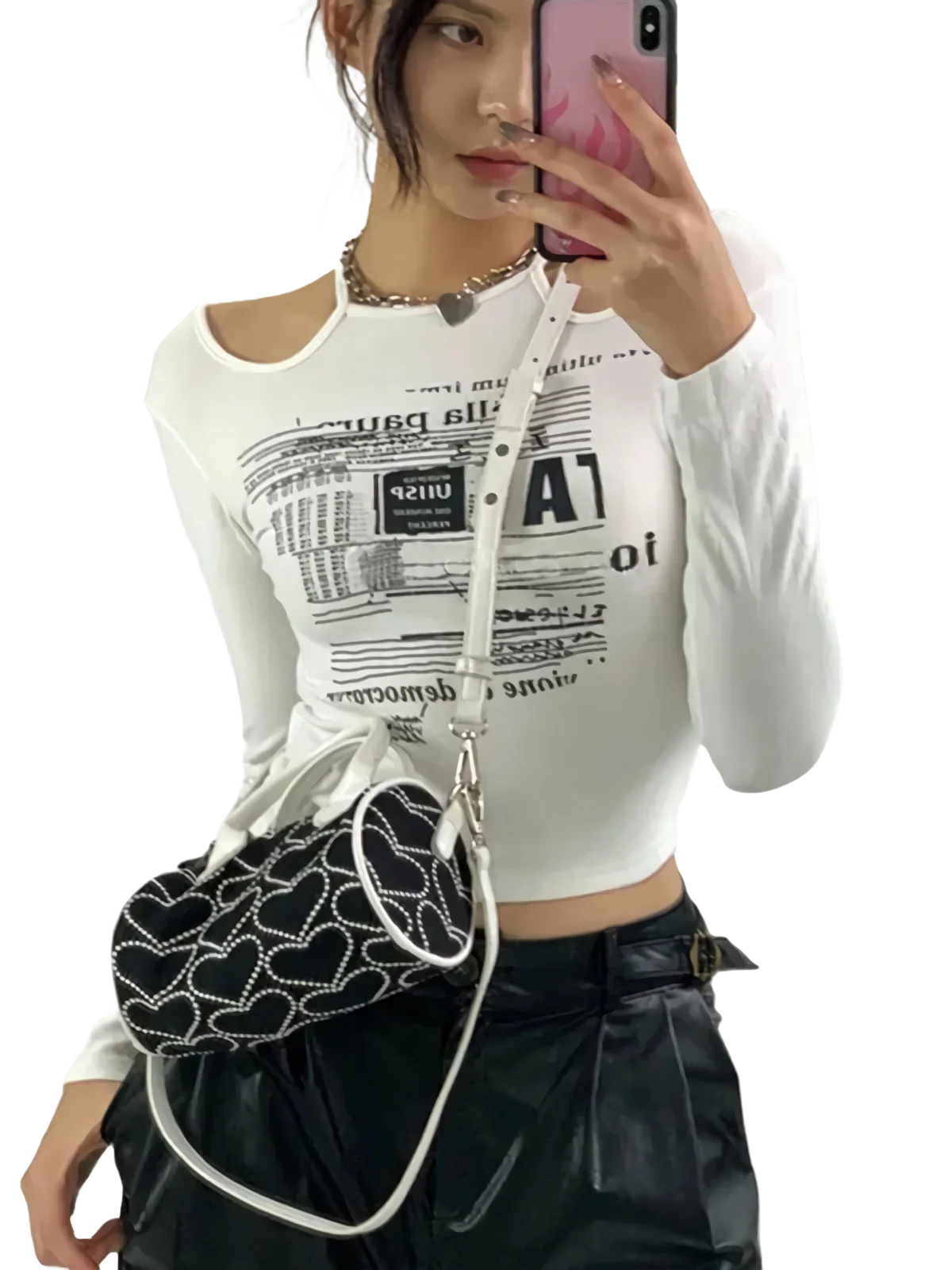 'Seoul Nights' Custom Print Long Sleeve Crop Tee
