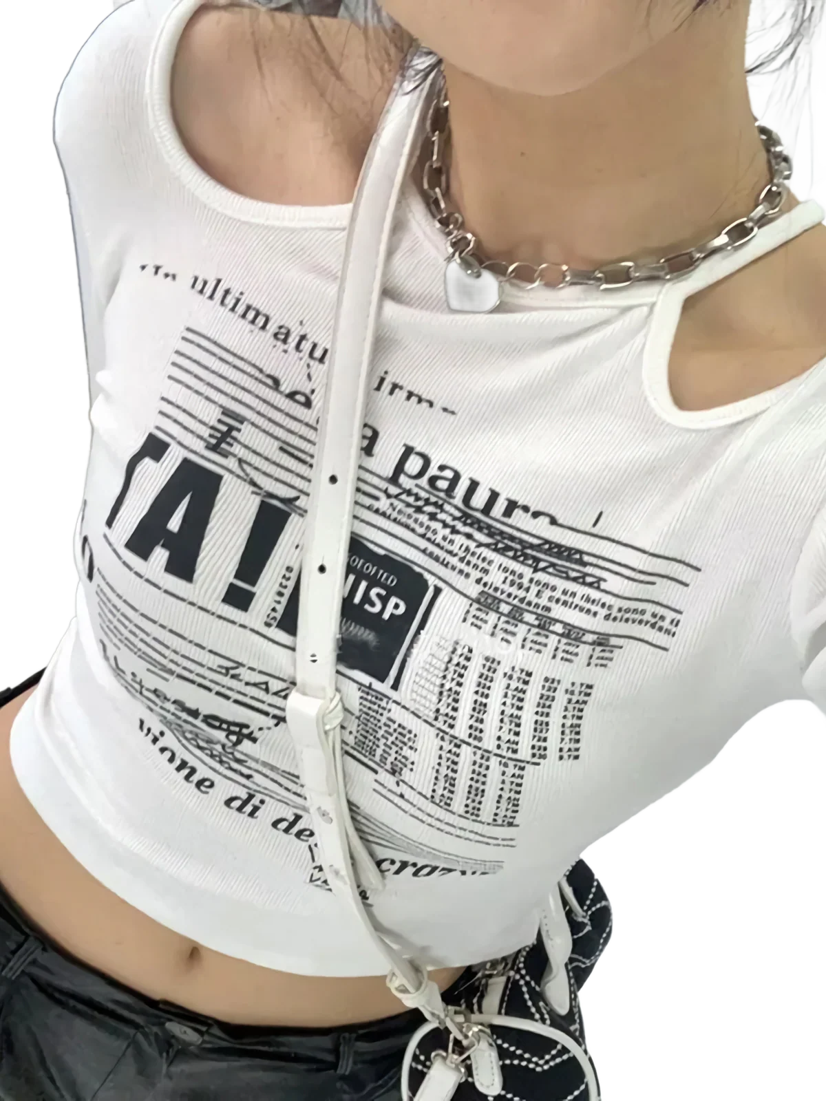 'Seoul Nights' Custom Print Long Sleeve Crop Tee - Image 2
