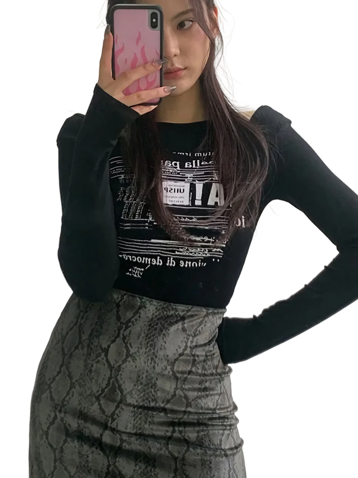 'Seoul Nights' Custom Print Long Sleeve Crop Tee - Image 5
