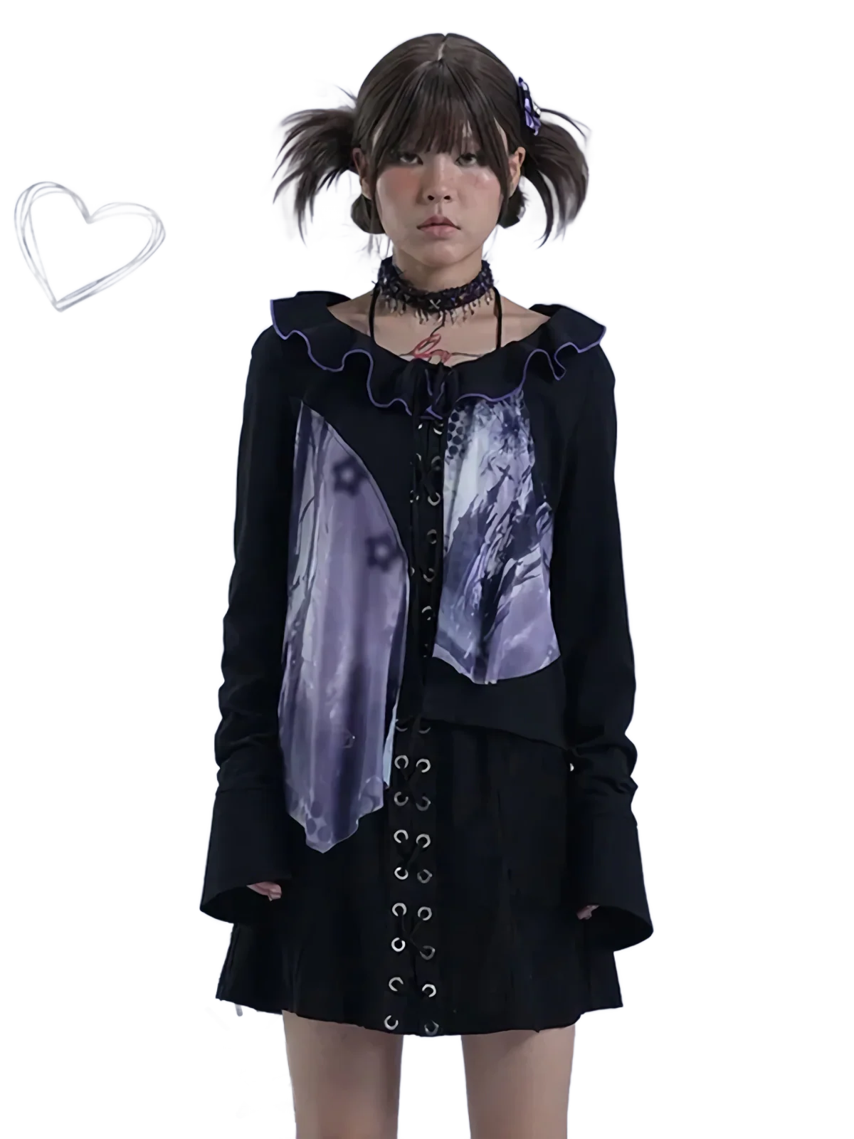 Shadowed Dreams Mesh Blouse - Image 3