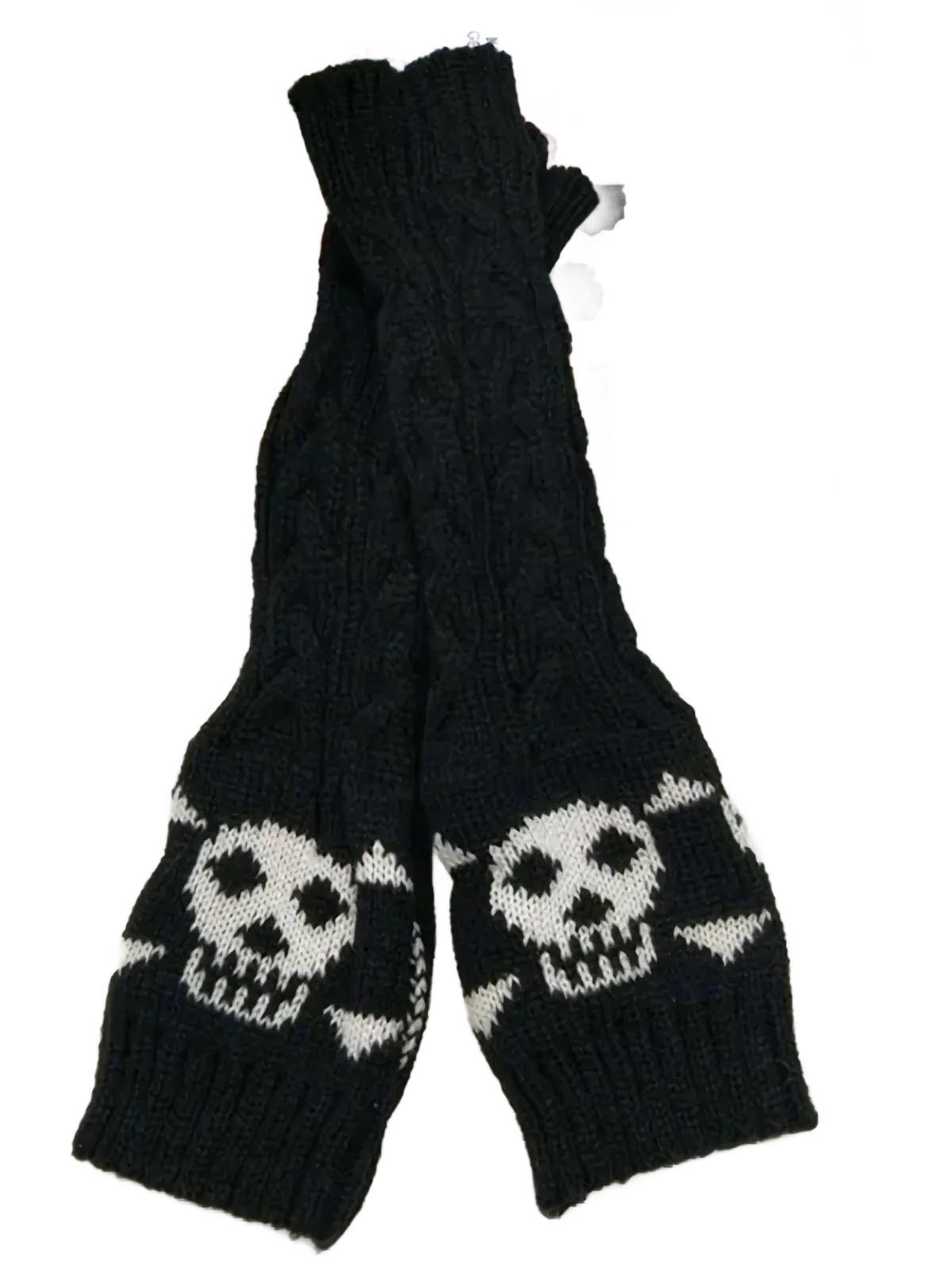 Skull Knit Fingerless Gloves