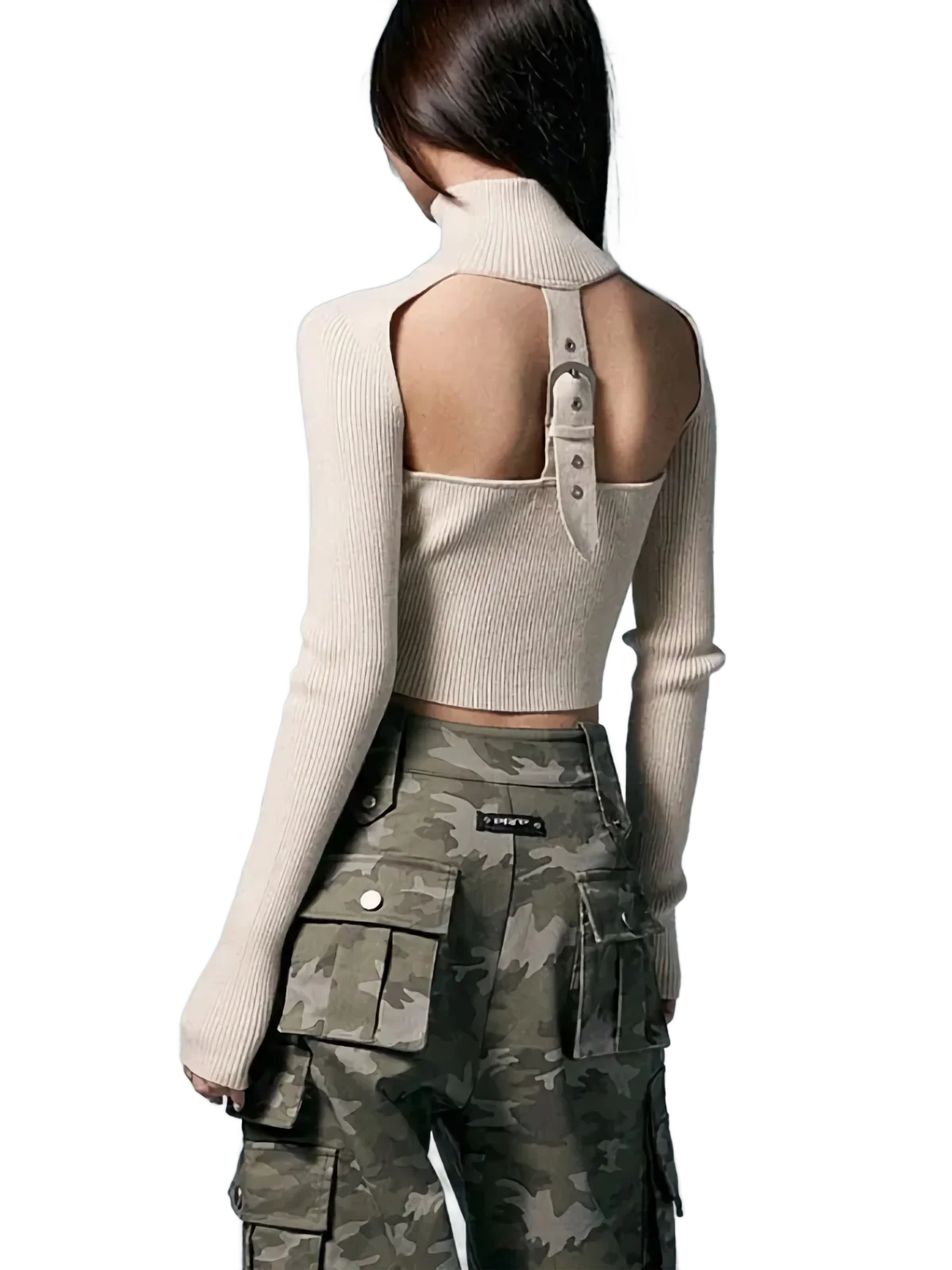 'Skyline' Backless Zip Up Knit Sweater - Image 2