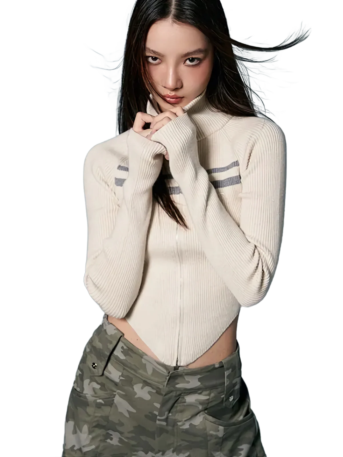 'Skyline' Backless Zip Up Knit Sweater - Image 4