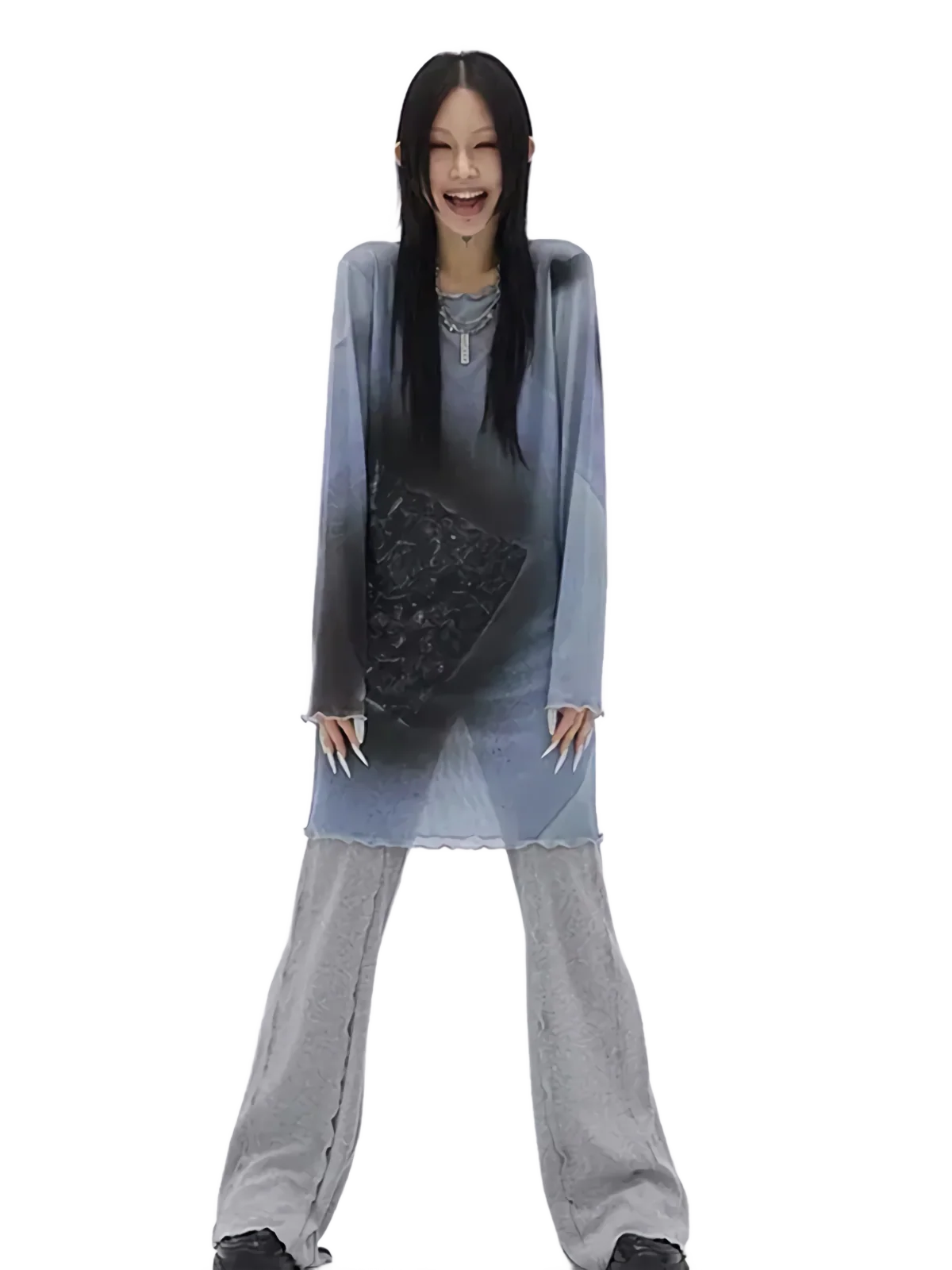 Soft Draped Minimalist Mesh Tunic - Image 2