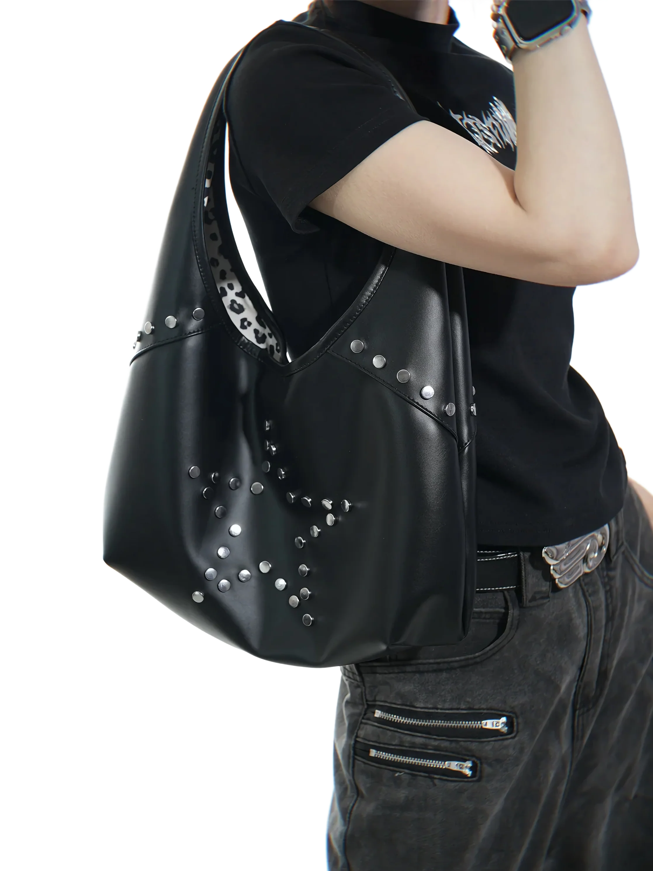 Star Studded Faux Leather Sling Bag - Image 2