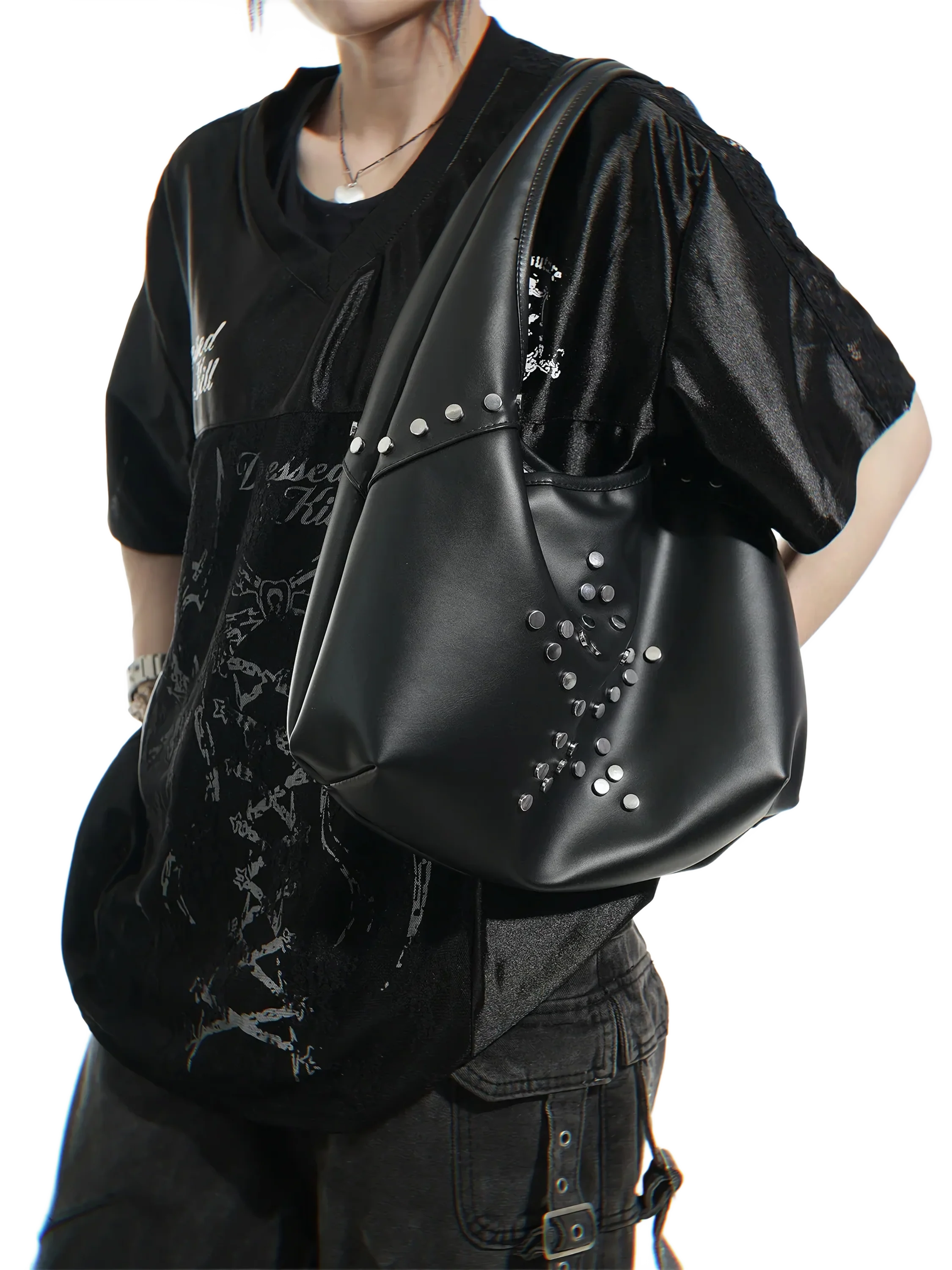 Star Studded Faux Leather Sling Bag - Image 4