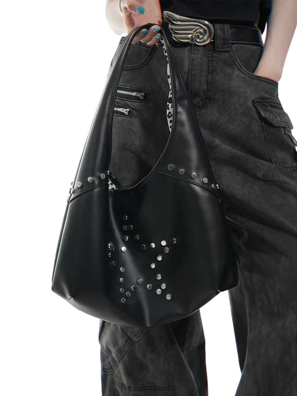 Star Studded Faux Leather Sling Bag - Image 5