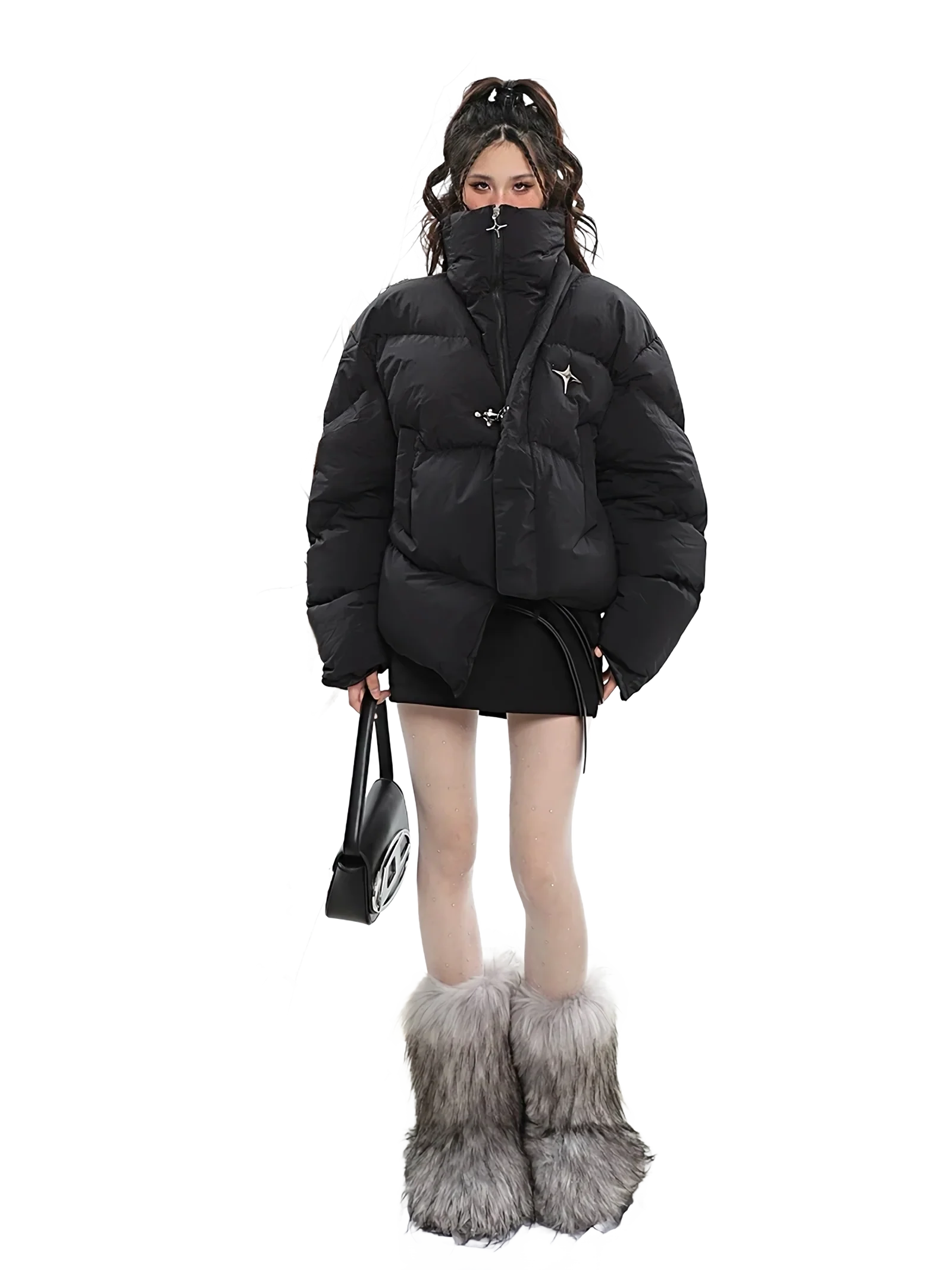 'Stella' Asymmetric Puffer Jacket - Image 3