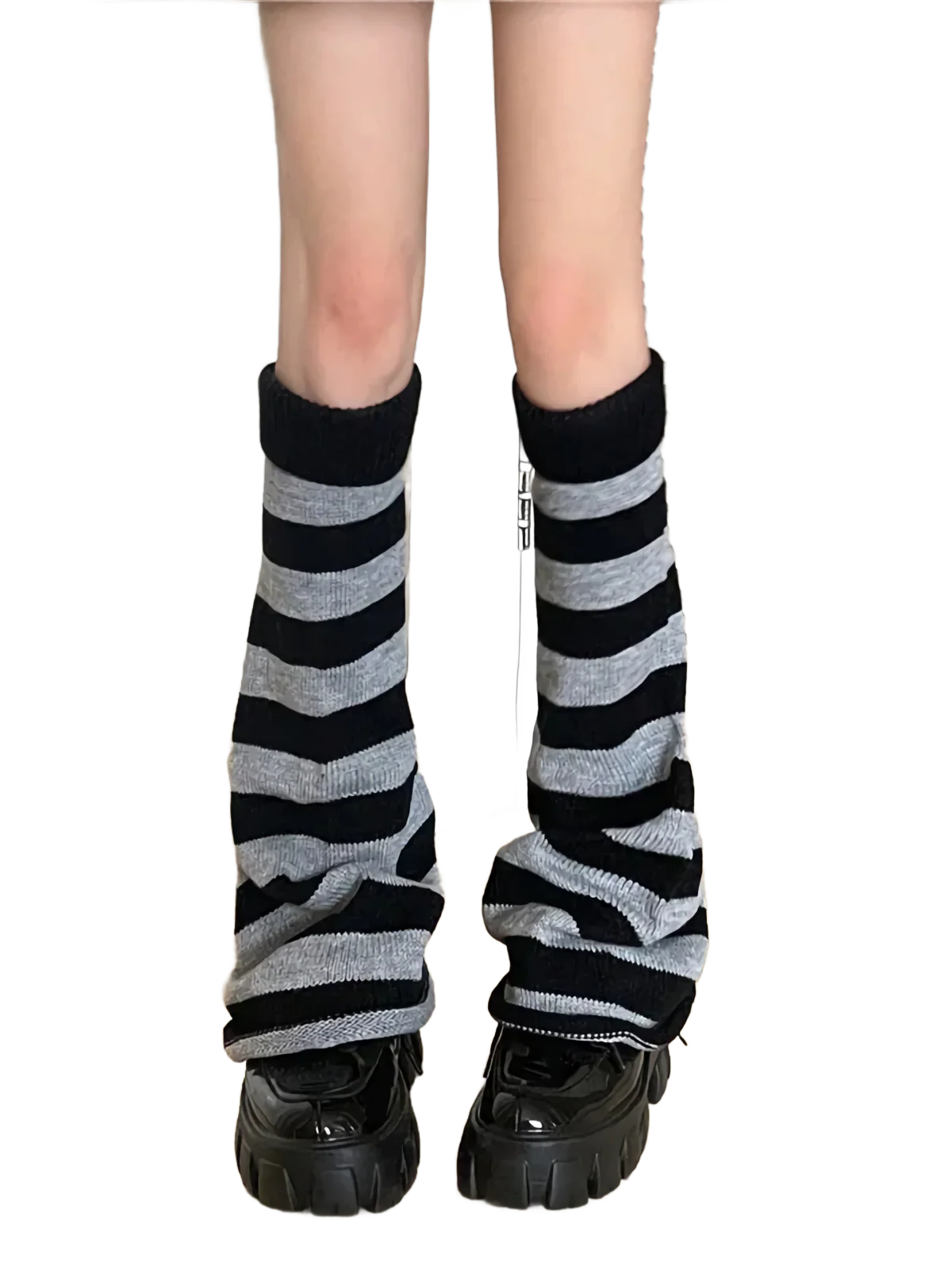 Striped Knit Leg Warmers - Image 3