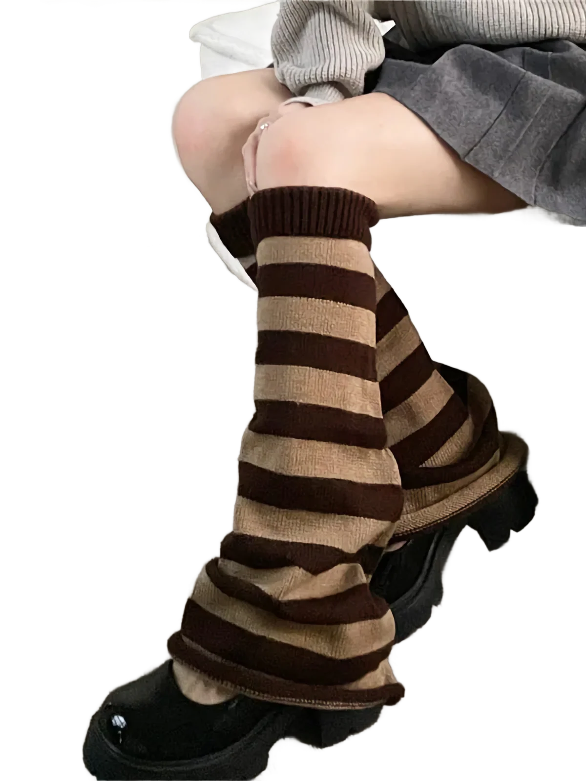 Striped Knit Leg Warmers - Image 4