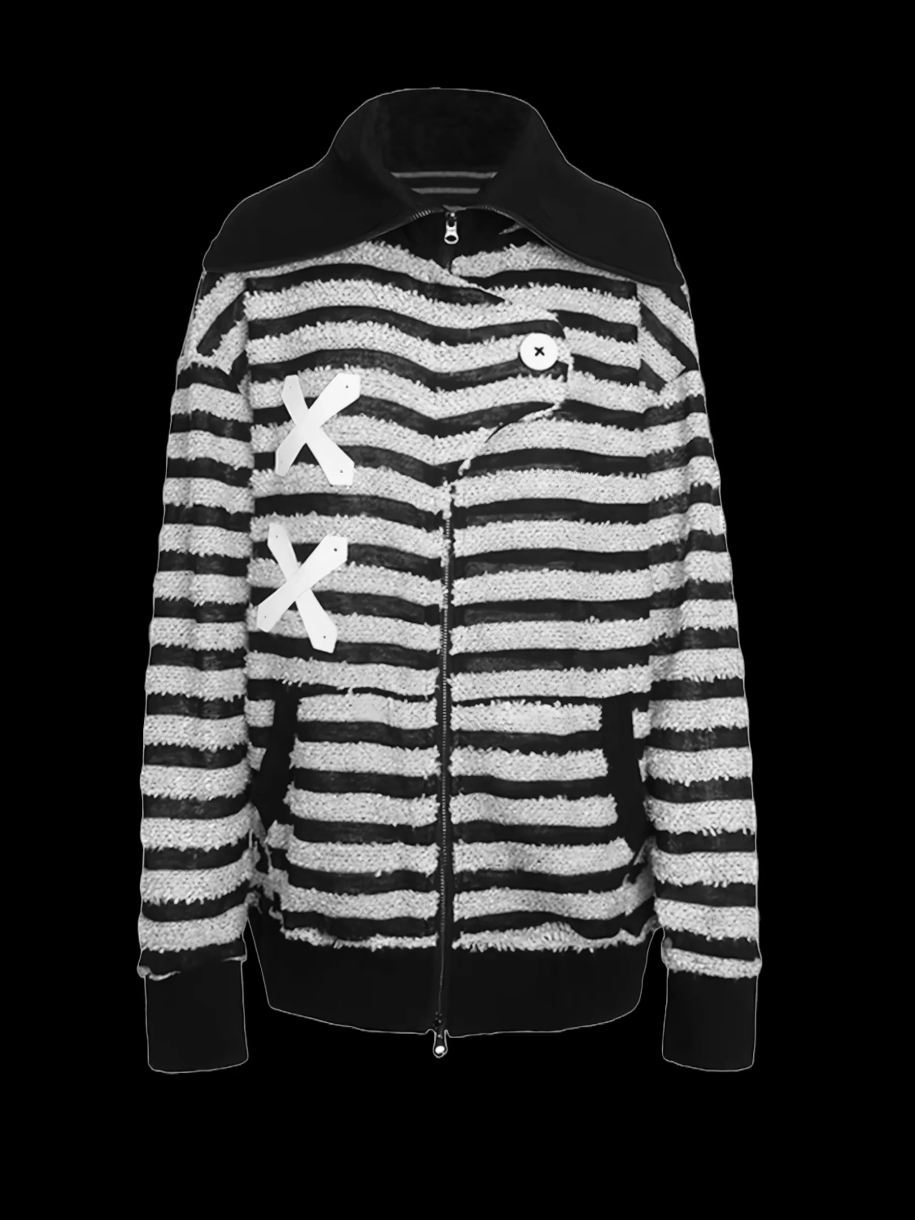 Striped Reflective Cross Hatch Knit Cardigan - Image 10