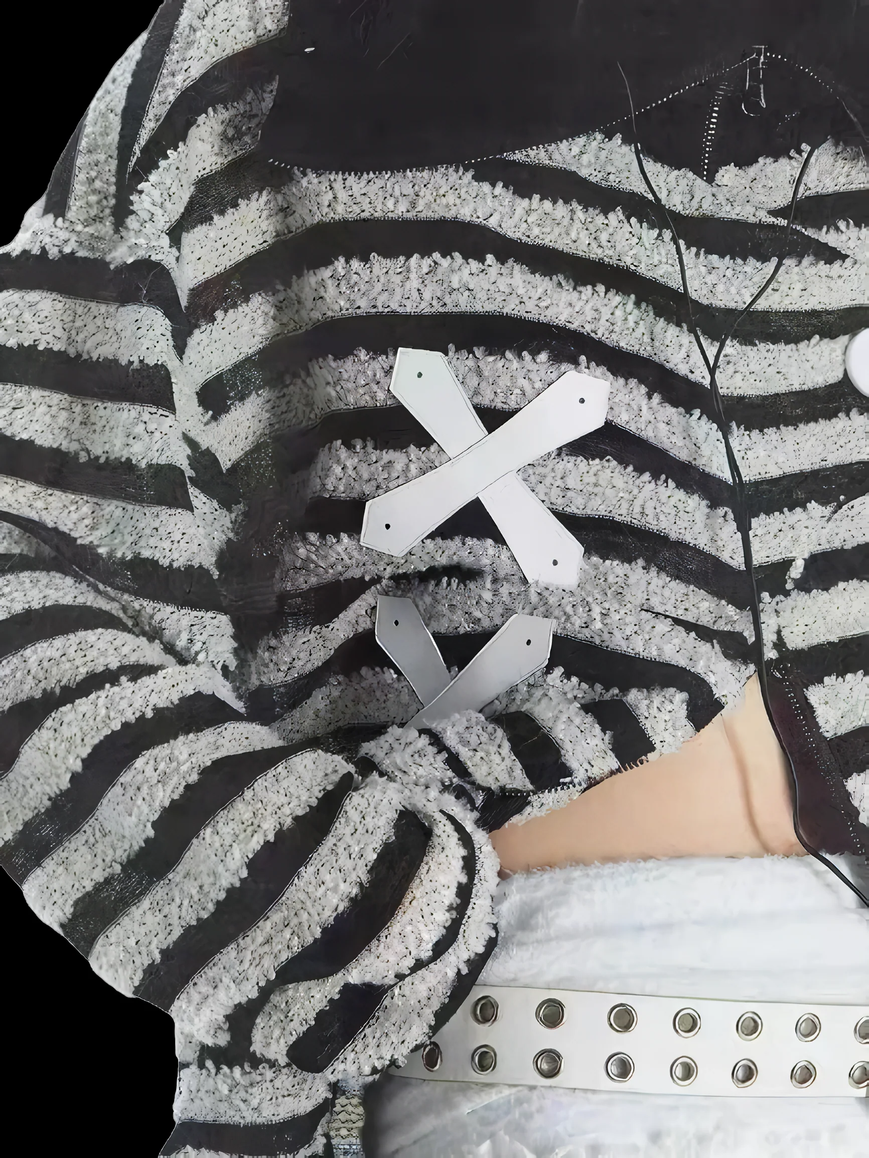 Striped Reflective Cross Hatch Knit Cardigan - Image 4