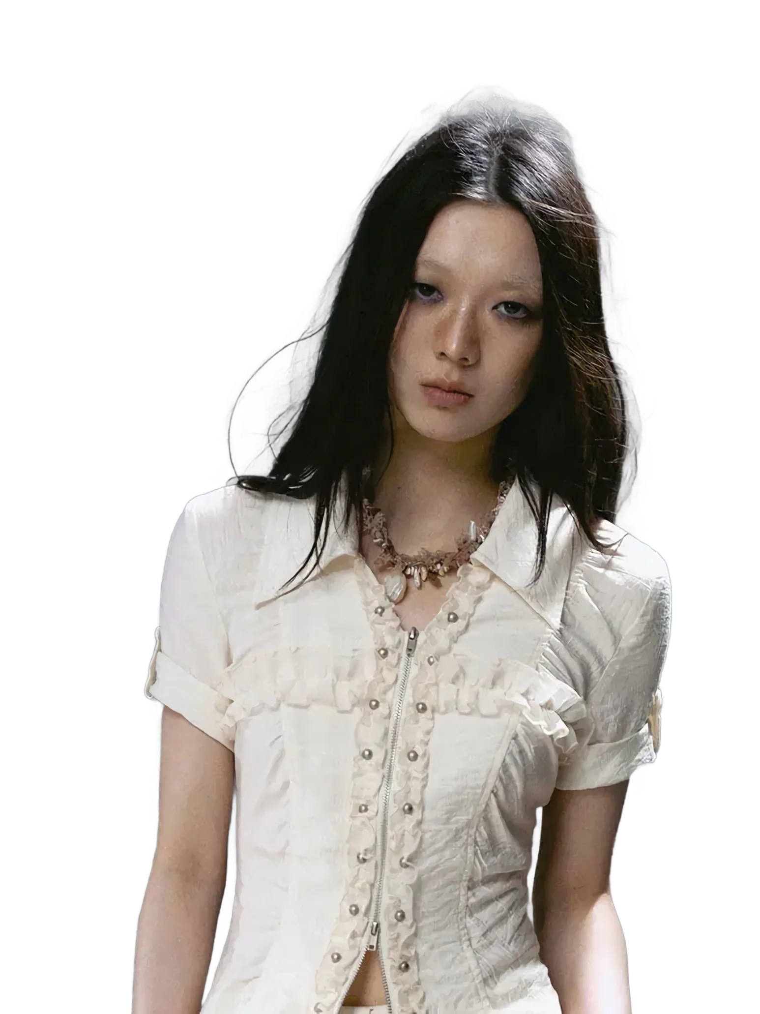 Studded Lace-Front Zip Shirt - Image 5
